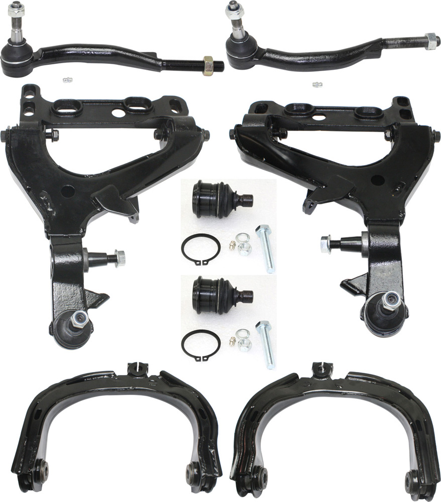 AM BRAVADA ENVOY TRAILBLAZER 02-03 FRONT CONTROL ARM KIT RH AND LH Upper and Lower w ball joint s 8 pc Kit with Ball Joint and Tie Rod End SKU KIT 032118-10 OEM 104332-1017701-2601559-5001