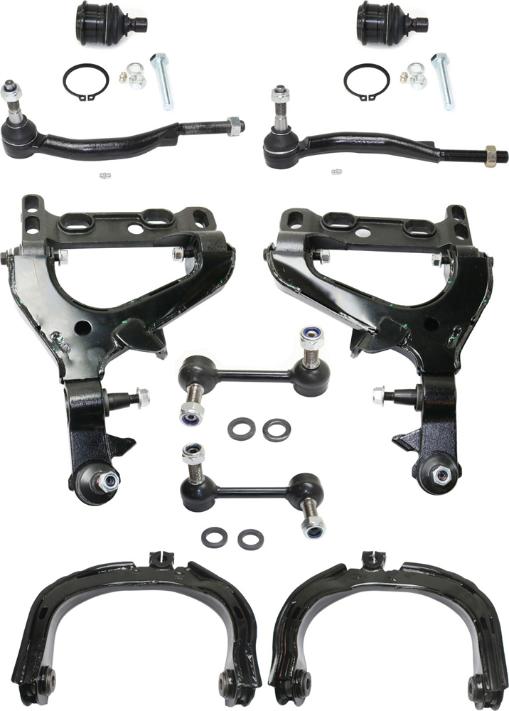 AM ASCENDER 04-08 RAINIER TRAILBLAZER 04-07 FRONT CONTROL ARM KIT RH AND LH Upper and Lower w ball joint s 10 pc Kit with Ball Joint Sway Bar Link and Tie Rod End SKU KIT 032118-11 OEM 104332-1017701-2601559-5001