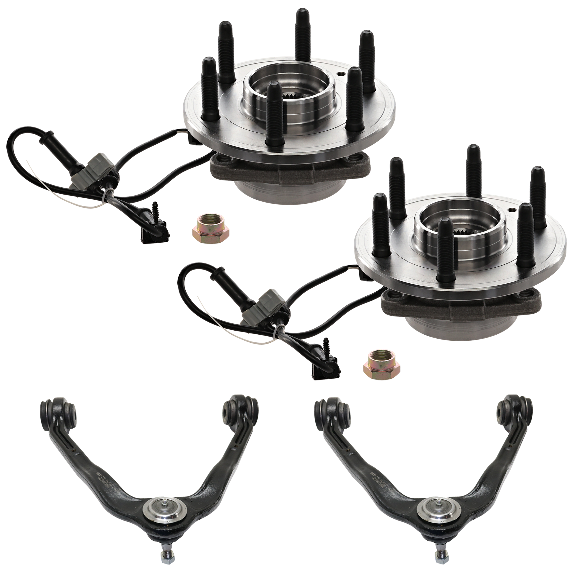 AM SILVERADO SIERRA 1500-99-06 EXPRESS SAVANA 1500-03-14 FRONT CONTROL ARM RH AND LH Upper 4 pc Kit with Ball Joint and Wheel Hub SKU KIT 032118-34 OEM 12475485-15047200-15864153-192