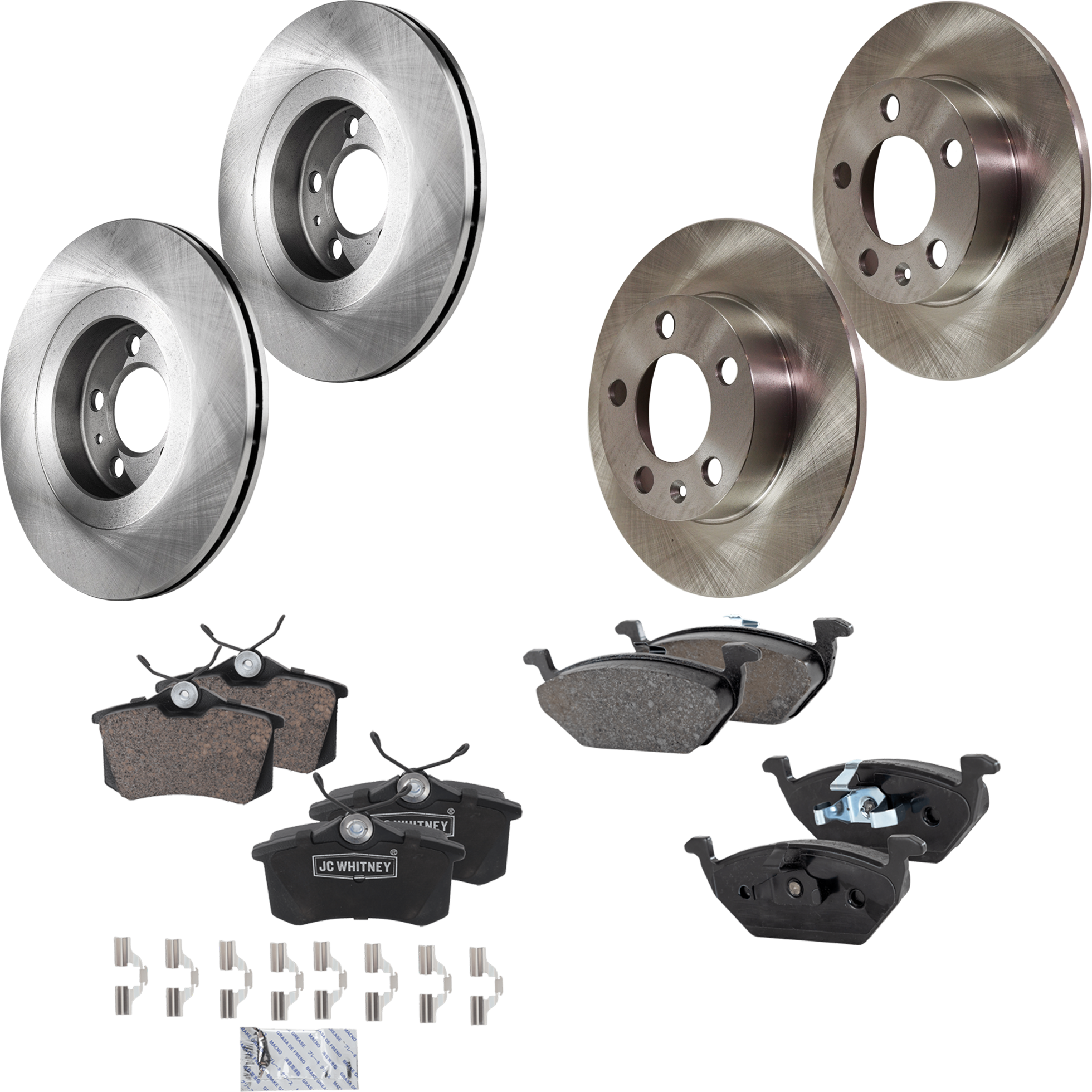 AM BEETLE 99-10 FRONT AND REAR BRAKE DISC AND PAD KIT 4 Wheel Set SKU KIT 032123-29 OEM 1J0615301P 1J0615601-1J0698151