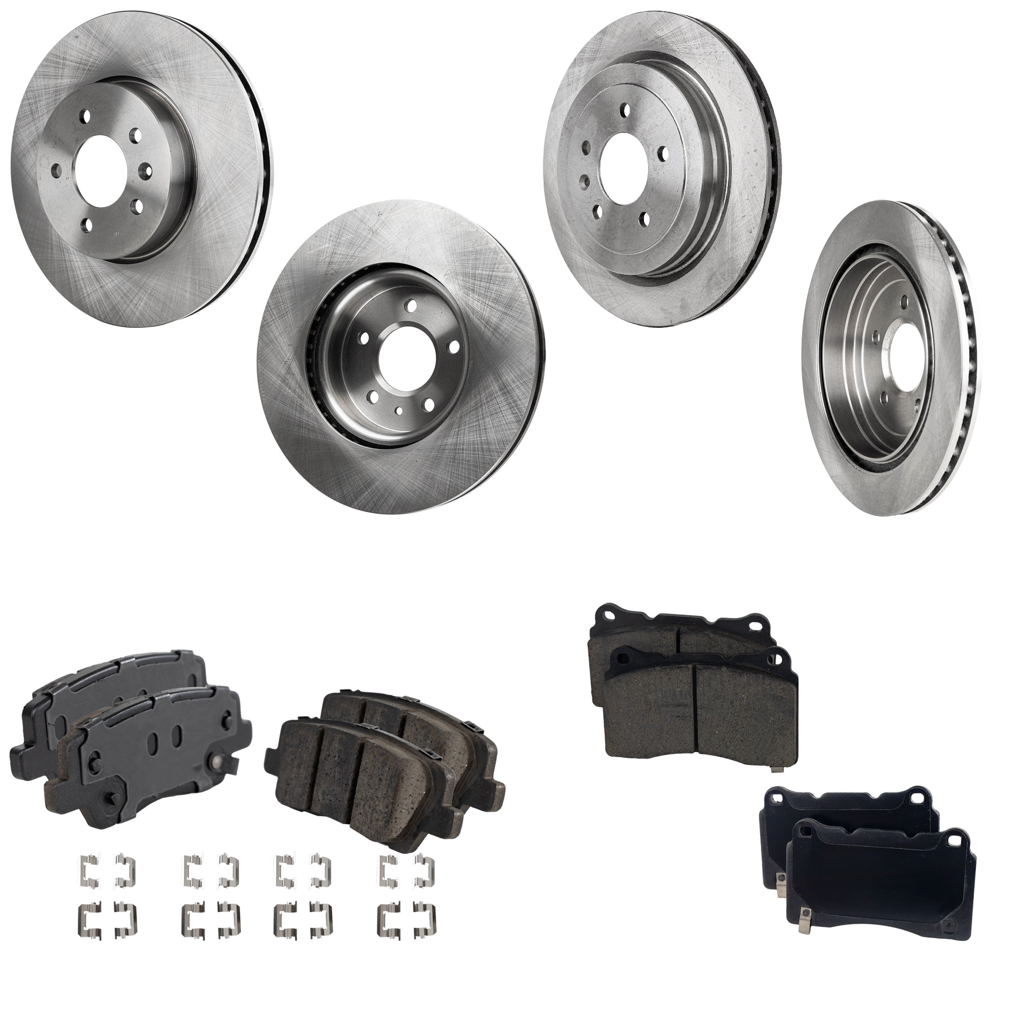 AM ATS 15-19 FRONT AND REAR BRAKE DISC AND PAD KIT 4 Wheel Set SKU KIT 032123-35 OEM 13581427-41281-850383-12162138