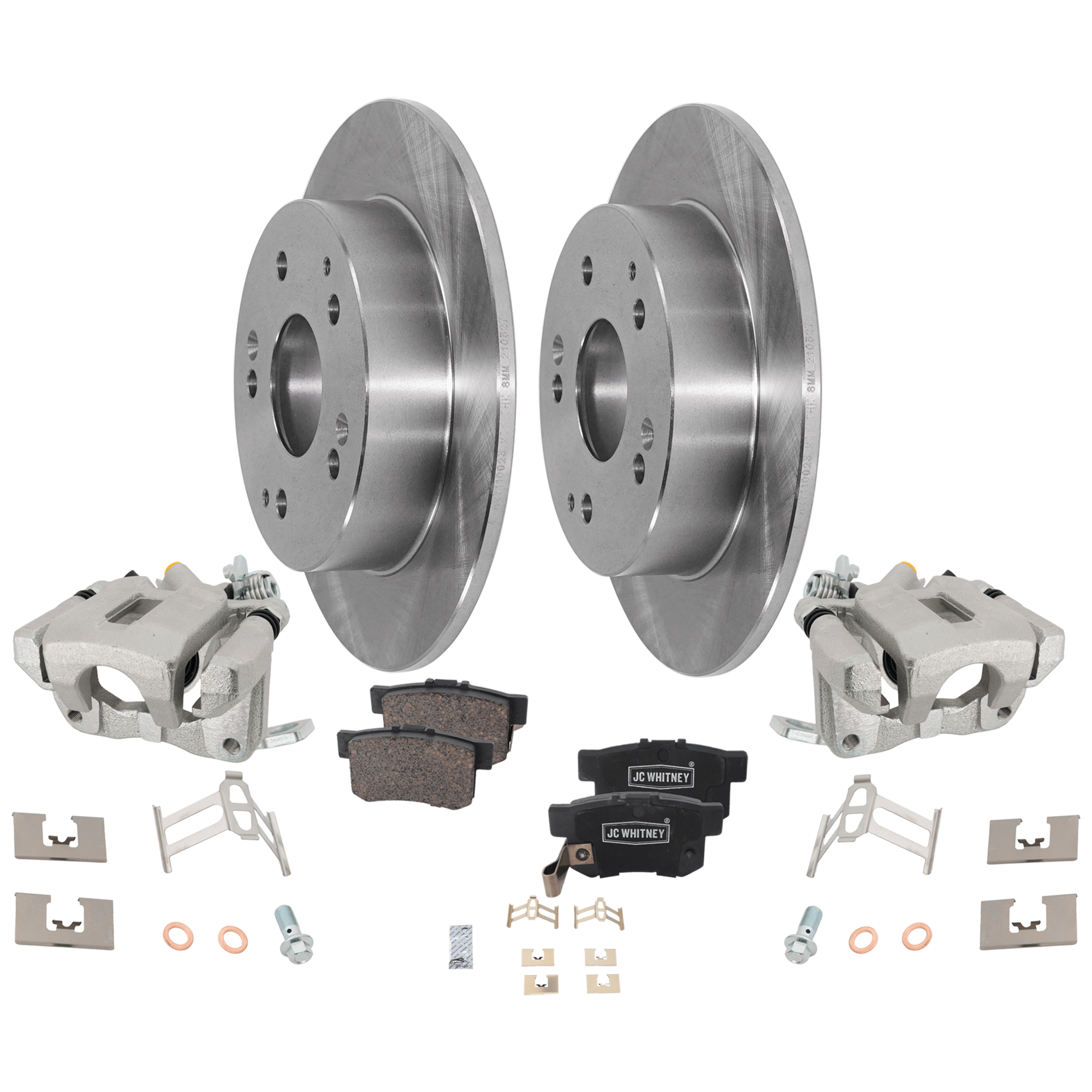 AM CIVIC 04-04 REAR BRAKE KIT WITH CALIPERS 2 Wheel Set Includes 2 Brake Caliper 2 Brake Disc and 1 Brake Pad Set Plain Surface 5 Lugs Cast Iron Ceramic SKU KIT 032125-01 OEM 42510S87A00-43022S00000-43022S
