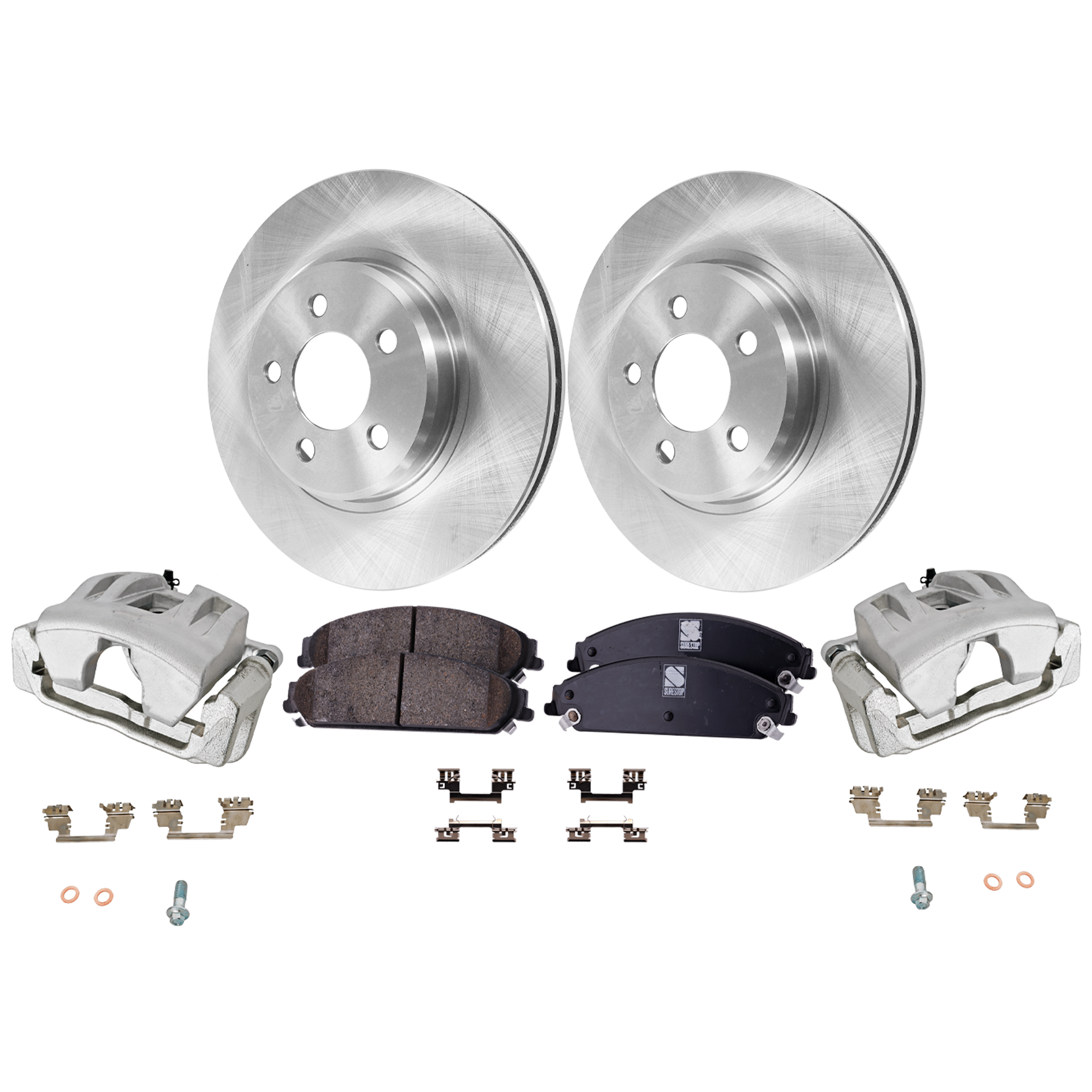 AM CHALLENGER 11-11 MAGNUM 05-08 FRONT BRAKE KIT WITH CALIPERS 2 Wheel Set Includes 2 Brake Caliper 2 Brake Disc and 1 Brake Pad Set Plain Surface 5 Lugs Cast Iron Ceramic SKU KIT 032125-11 OEM 4779196AD 4779196AE 4779196AF