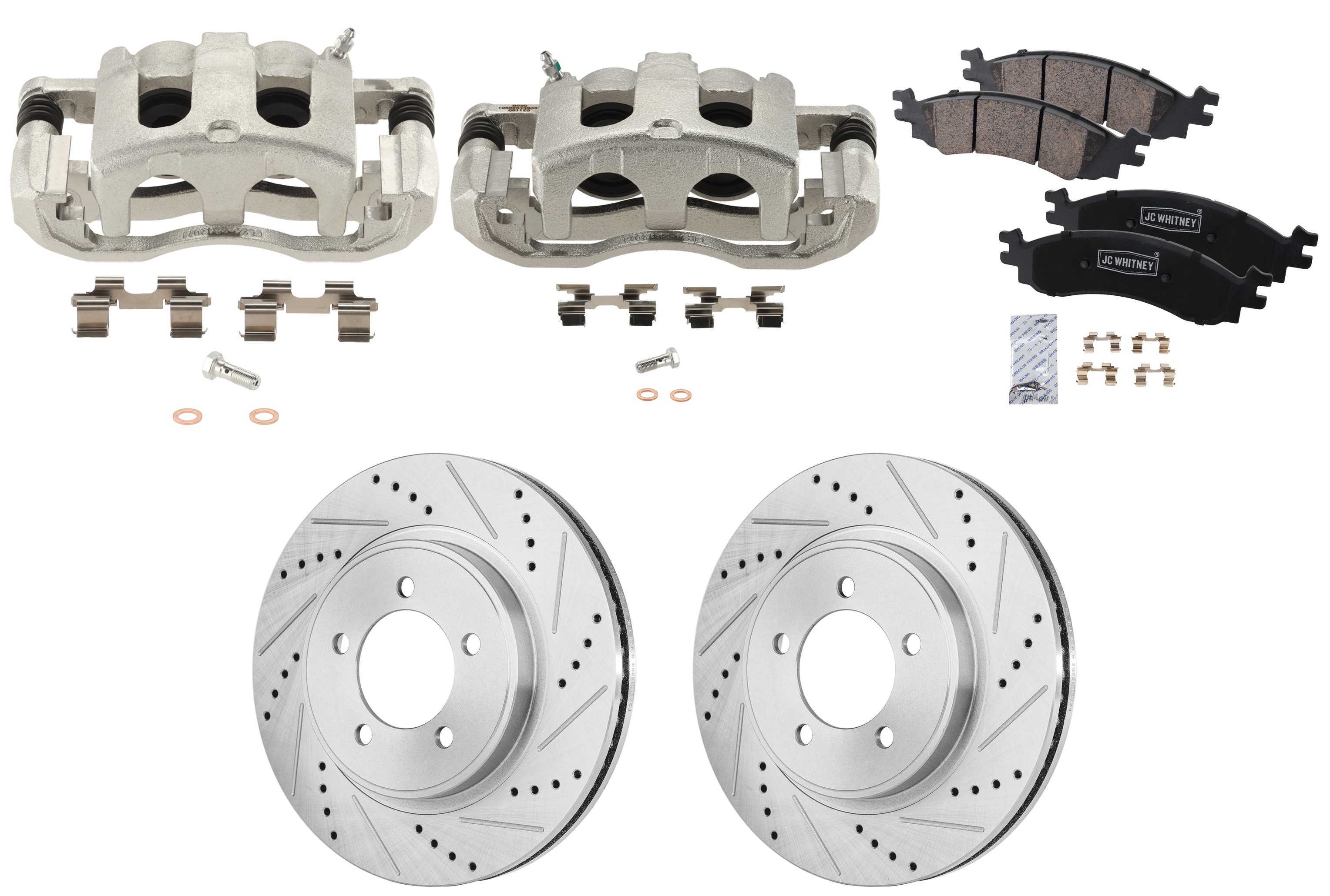 AM EXPLORER 06-10 EXPLORER SPORT TRAC 07-10 FRONT BRAKE KIT WITH CALIPERS 2 Wheel Set Includes 2 Brake Caliper 2 Brake Disc and 1 Brake Pad Set Cross drilled and Slotted 5 Lugs Ceramic SKU KIT 032125-16 OEM 42248-54143-60054203-42248G 42