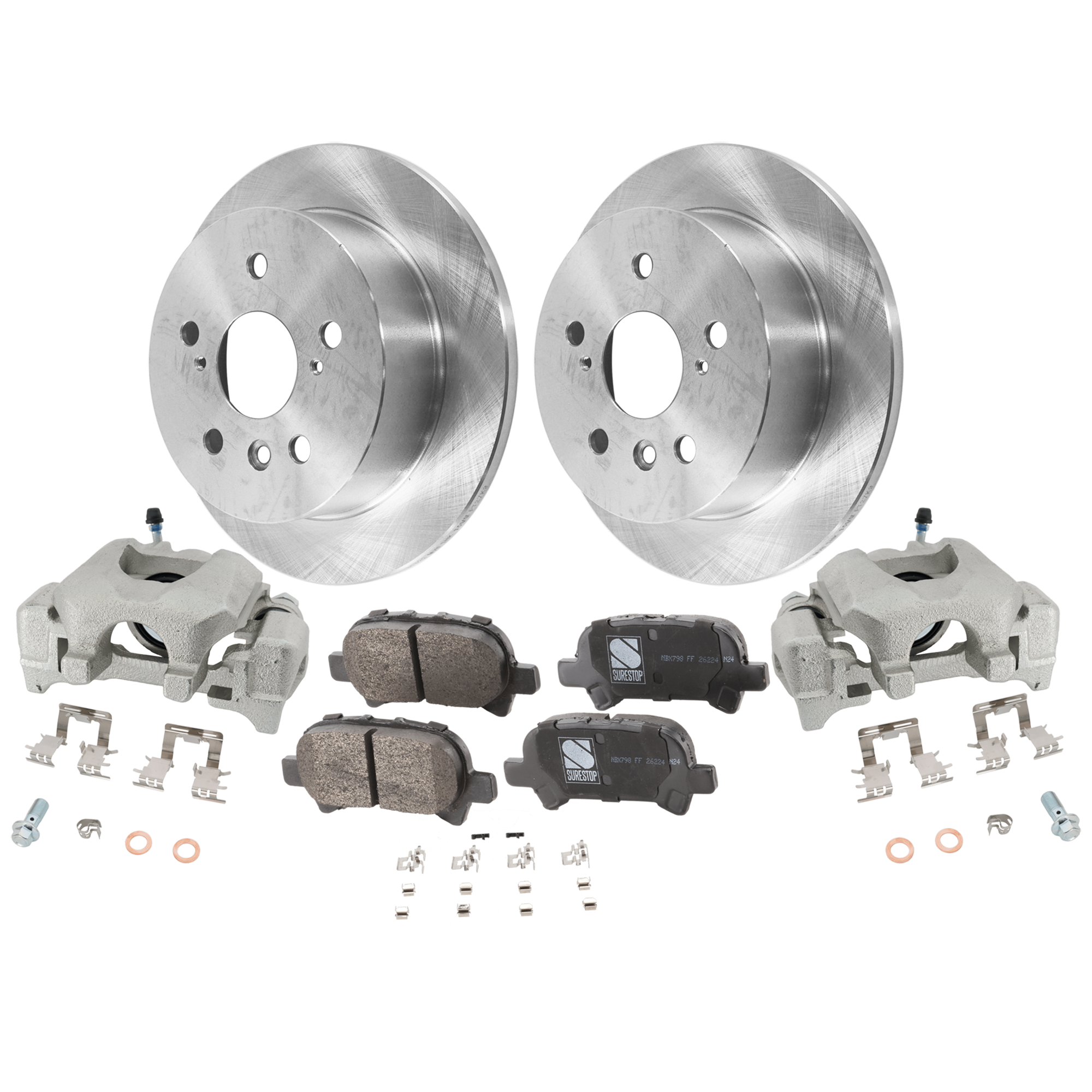 AM OPTIMA 14-14 REAR BRAKE KIT WITH CALIPERS 2 Wheel Set Includes 2 Brake Caliper 2 Brake Disc and 1 Brake Pad Set Plain Surface 5 Lugs Cast Iron Ceramic SKU KIT 032125-27 OEM 4243133100-4243106050-42431060