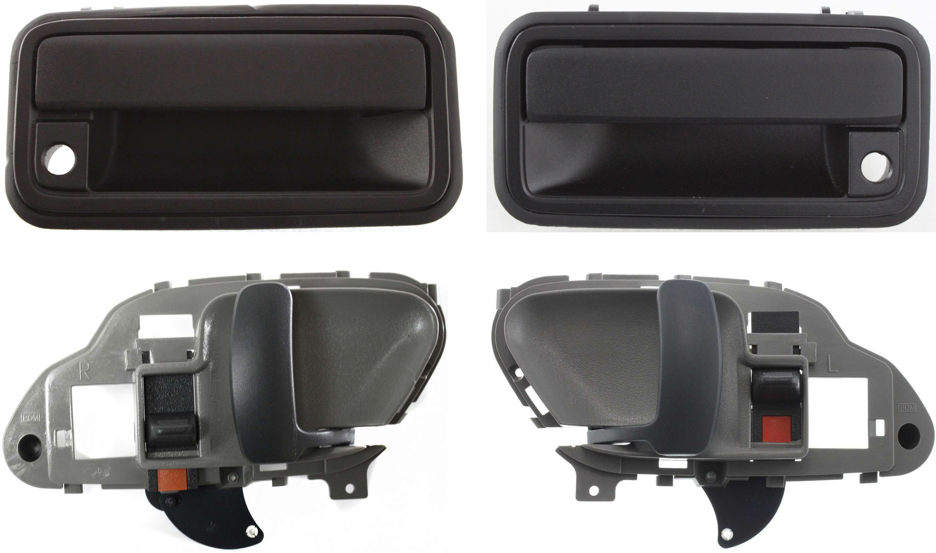 AM C K FULL SIZE P U 95-00 FRONT EXTERIOR DOOR HANDLE RH AND LH 4 pc Kit Plastic bezel metal lever Textured Black w Key Hole with Interior Door Handle SKU KIT 032218-03 Partslink GM1311132 GM1310132 GM1352101 GM1353101 OEM 15742230-15742229-15708043-157