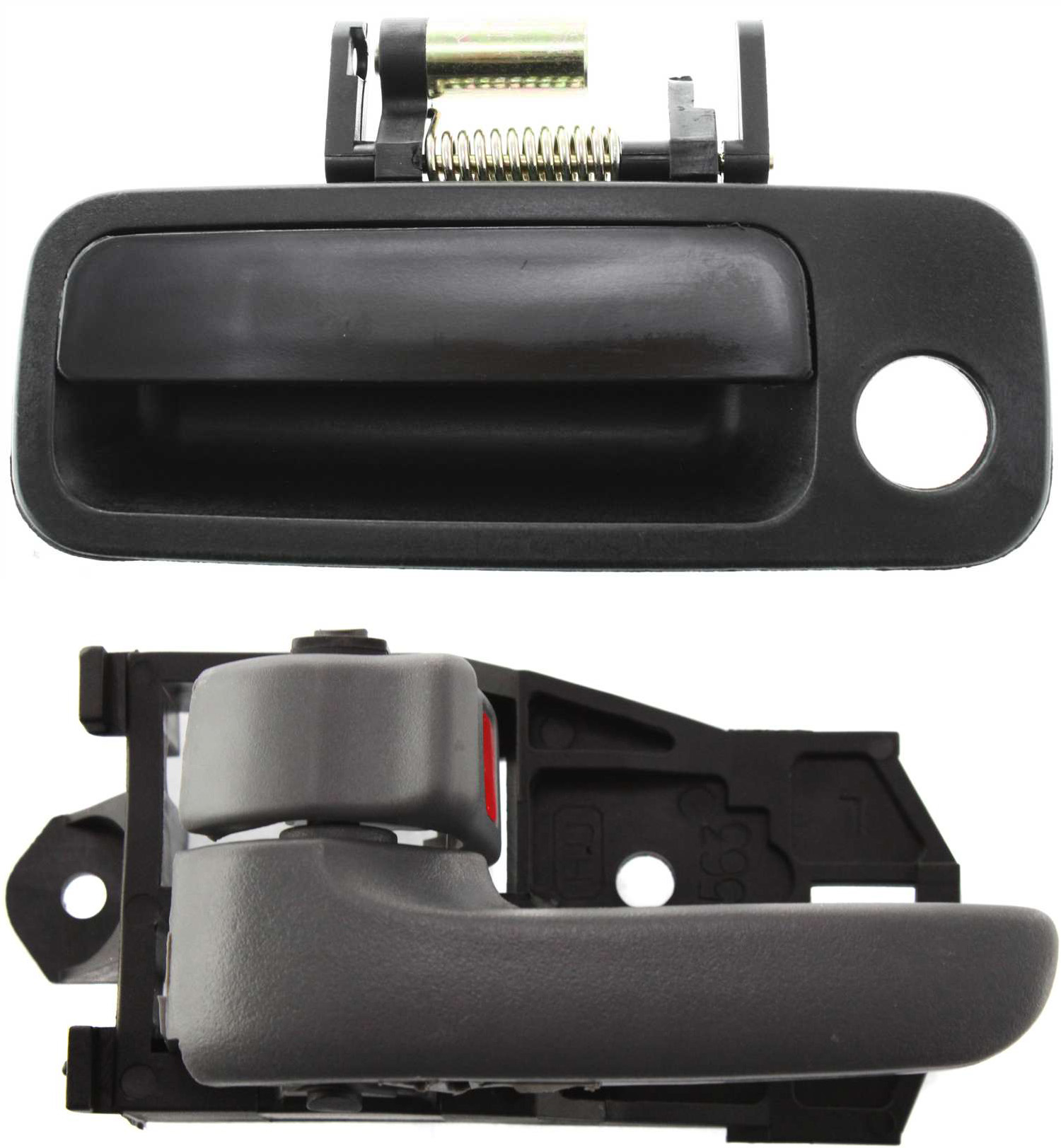 AM CAMRY ES300-97-01 FRONT DOOR HANDLE LH 2 pc Kit Smooth Black w Key Hole Inner and Outer Japan USA Built SKU KIT 032218-08 Partslink TO1310114 TO1352123 OEM 69220AA010-69206AA010G0-692062