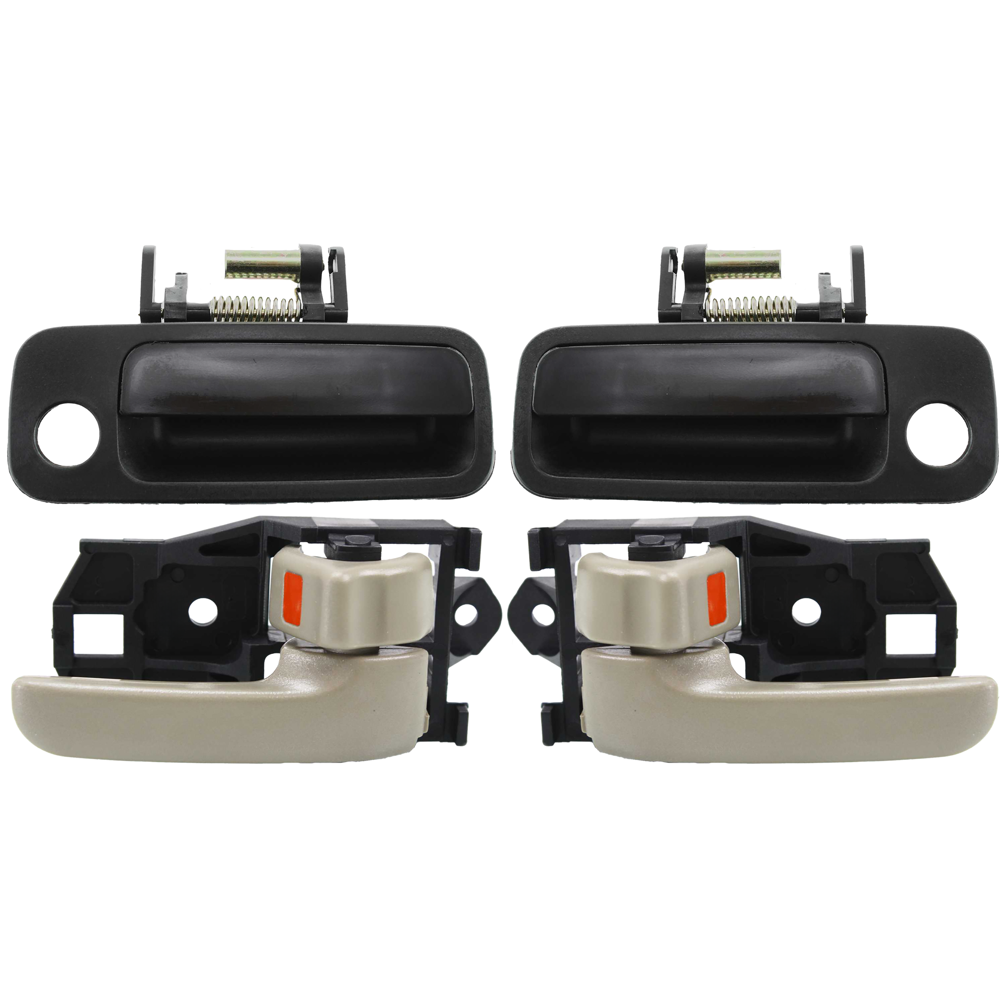 AM CAMRY ES300-97-01 FRONT DOOR HANDLE RH AND LH 4 pc Kit Smooth Black w Key Hole Inside and Outside Japan USA Built SKU KIT 032218-14 Partslink TO1311114 TO1310114 OEM 69210AA010-69220AA010-69206301