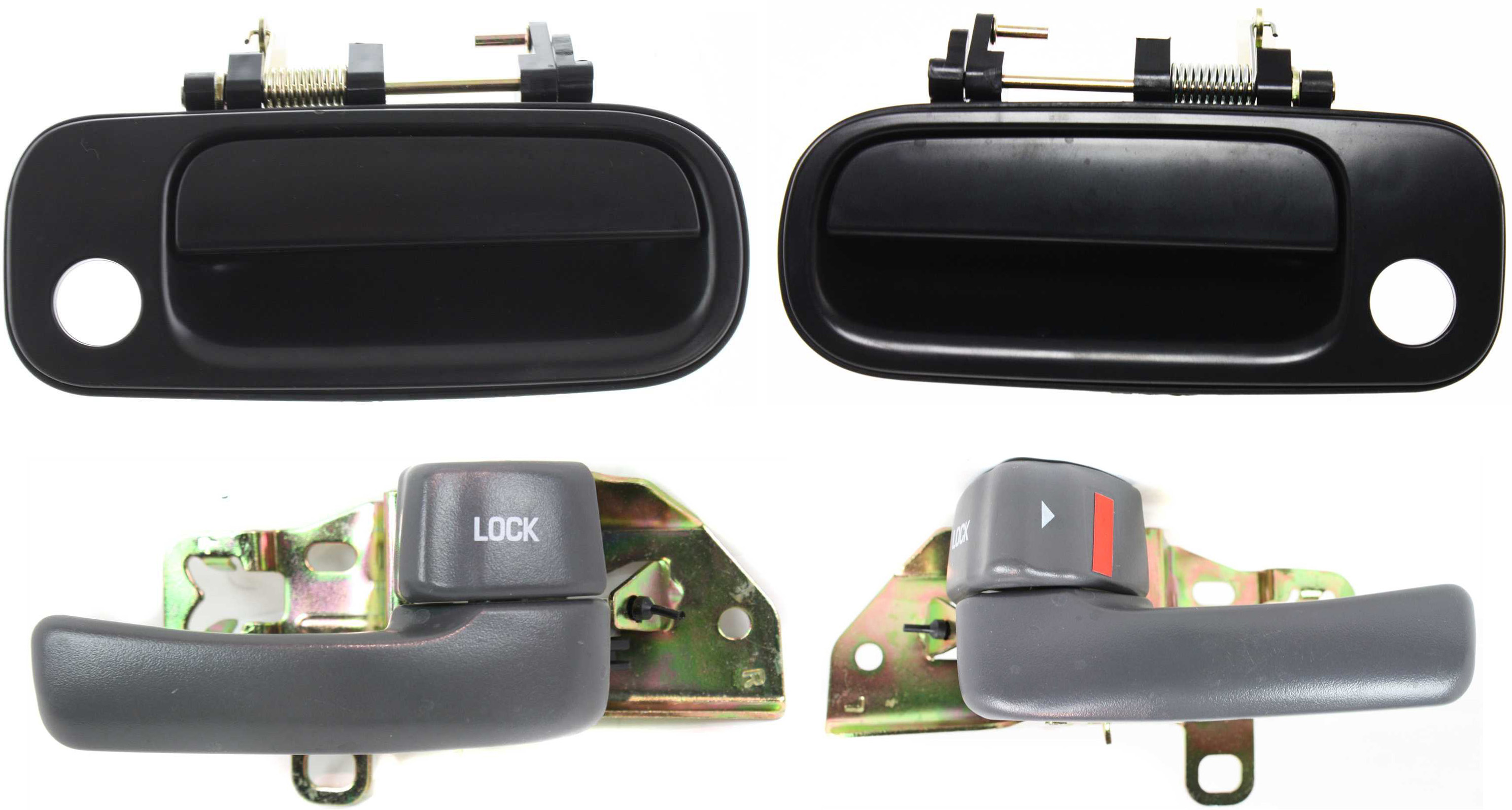 AM CAMRY 92-96 FRONT EXTERIOR DOOR HANDLE RH AND LH 4 pc Kit Smooth Black w Key Hole with Interior Door Handle SKU KIT 032218-15 Partslink TO1310101 TO1310109 OEM 6921033010-6921032091C1-692203