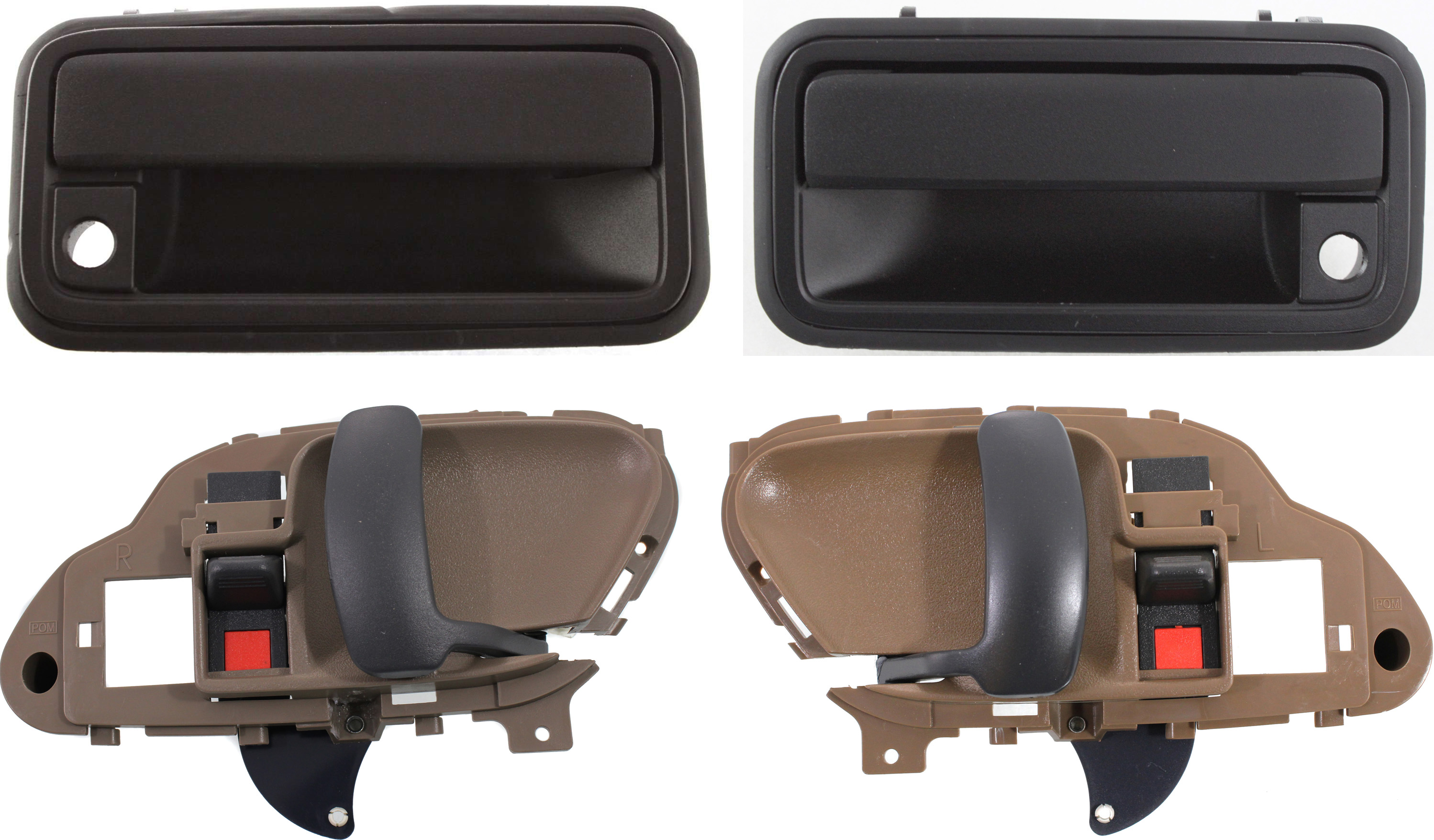 AM C K FULL SIZE P U 95-00 FRONT EXTERIOR DOOR HANDLE RH AND LH 4 pc Kit Plastic bezel metal lever Textured Black w Key Hole with Interior Door Handle SKU KIT 032218-16 Partslink GM1311132 GM1310132 OEM 15742230-15742229-15708043 PFM