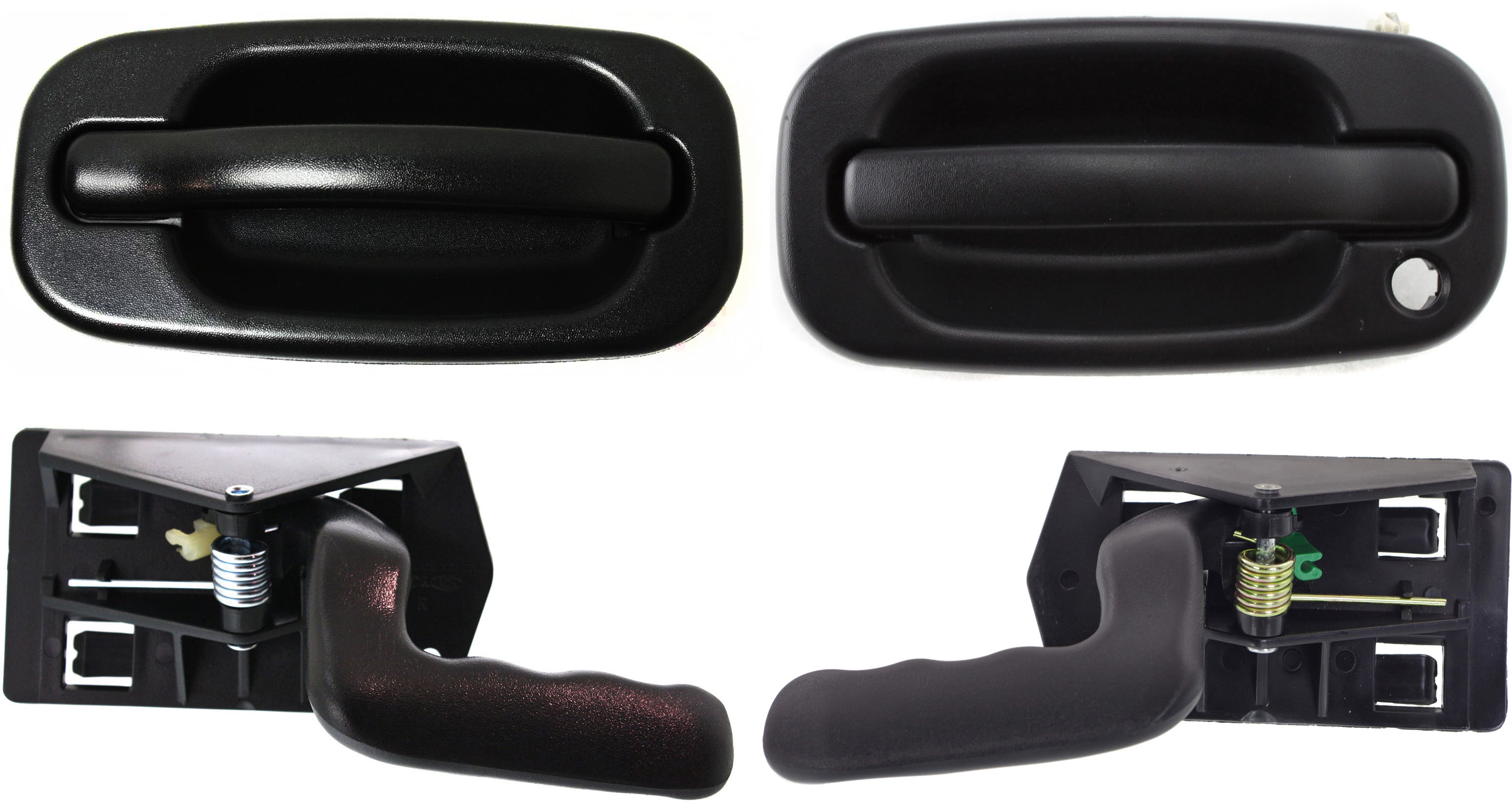 AM SIERRA SILVERADO 99-06 FRONT INTERIOR DOOR HANDLE RH AND LH 4 pc kit Textured Black w o Key Hole with Exterior Door Handle SKU KIT 032218-34 Partslink GM1353125 GM1352125 GM1310129 GM1311143 OEM 15760297-15760298-19356468-150