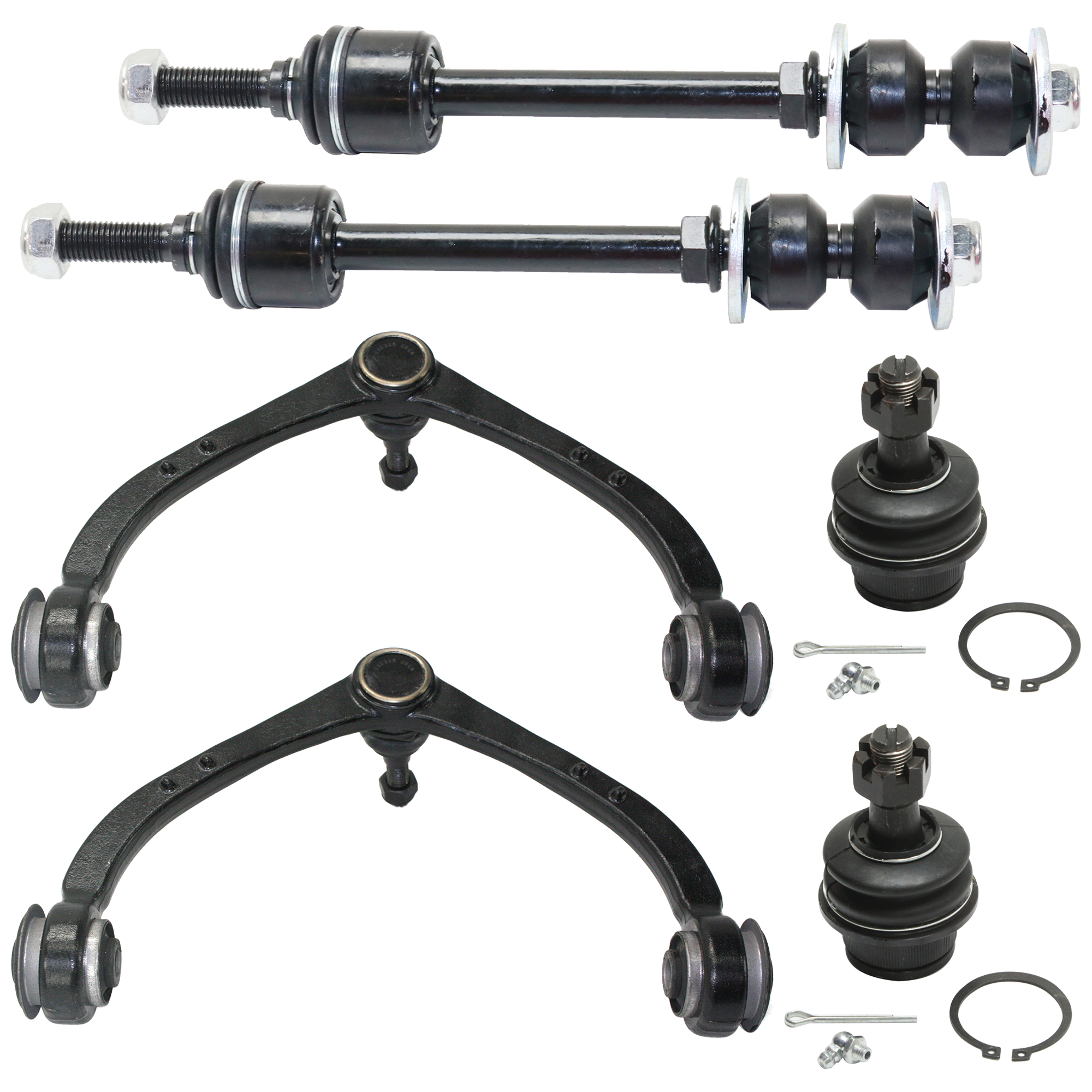AM DAKOTA 05-10 RAIDER 06-09 FRONT SUSPENSION KIT 6 pc kit with Ball Joint Control Arm and Sway Bar Link SKU KIT 032224-07 OEM 2601668-5051375-10480605-45D23