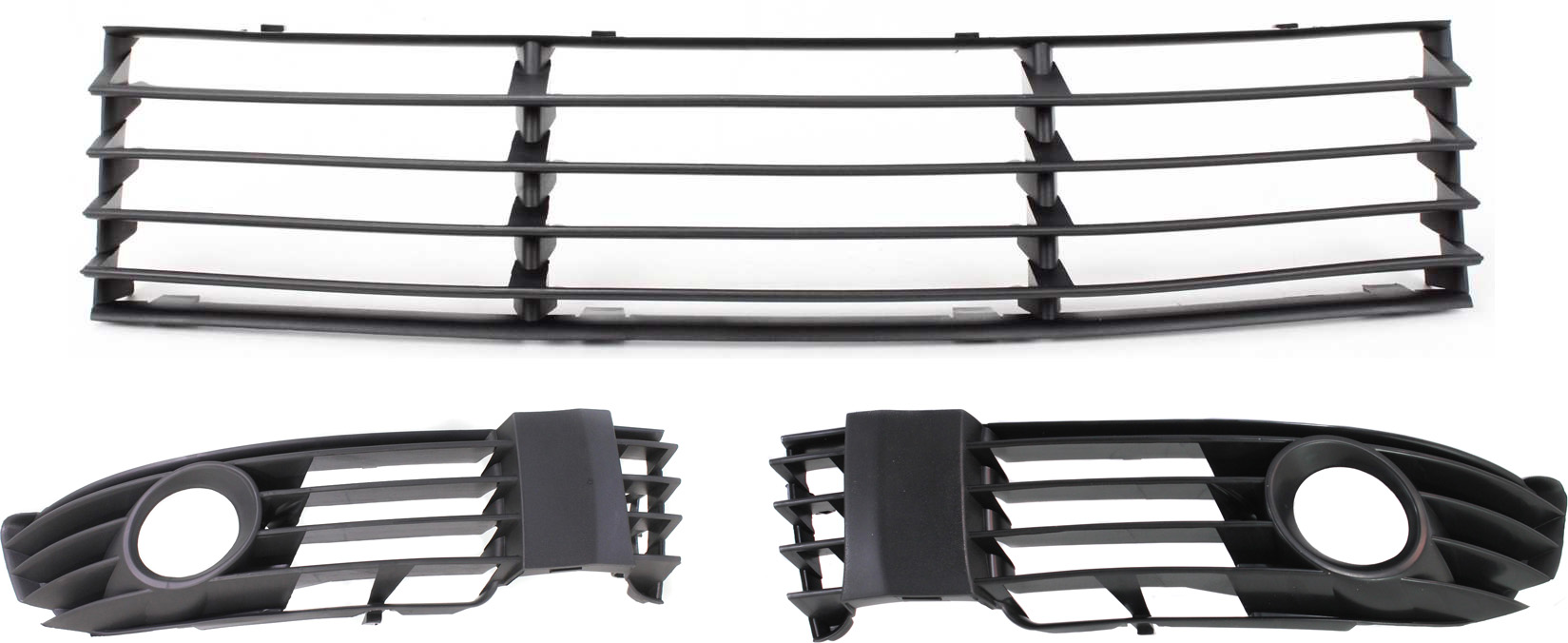 AM PASSAT 01-05 FRONT BUMPER GRILLE Center 3 pc Kit with Fog Light Trim SKU KIT 032317-02 Partslink VW1036105 VW1038105 VW1039105 OEM 3B0853677EB41-3B0853665LB41-3B