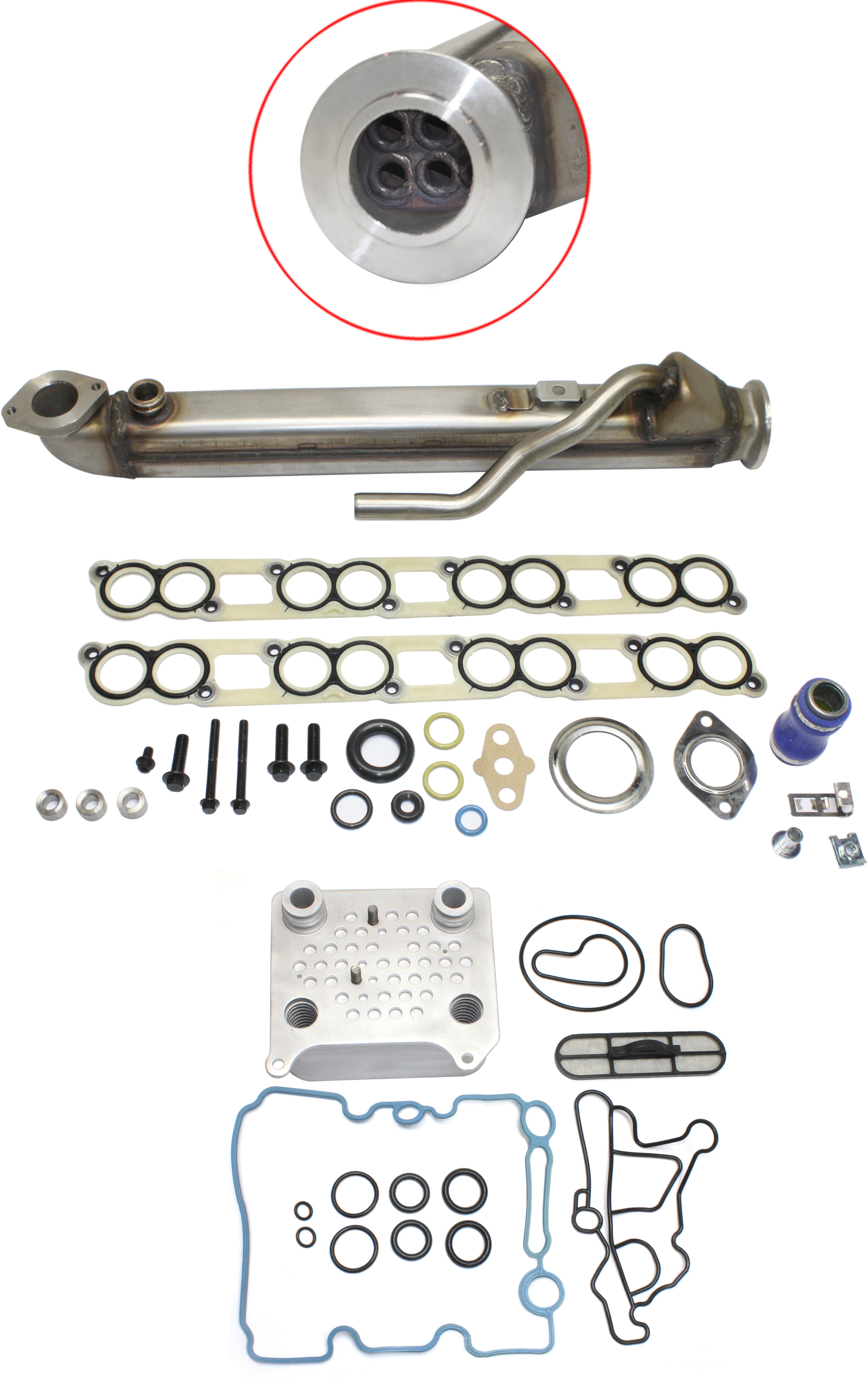 AM E 350 E 450 SUPER DUTY 04-10 EGR COOLER KIT 2 pc Kit with Oil Cooler SKU KIT 032415-15 OEM 4C3Z9P456AA 4C3Z9P456AC 4C3Z9P