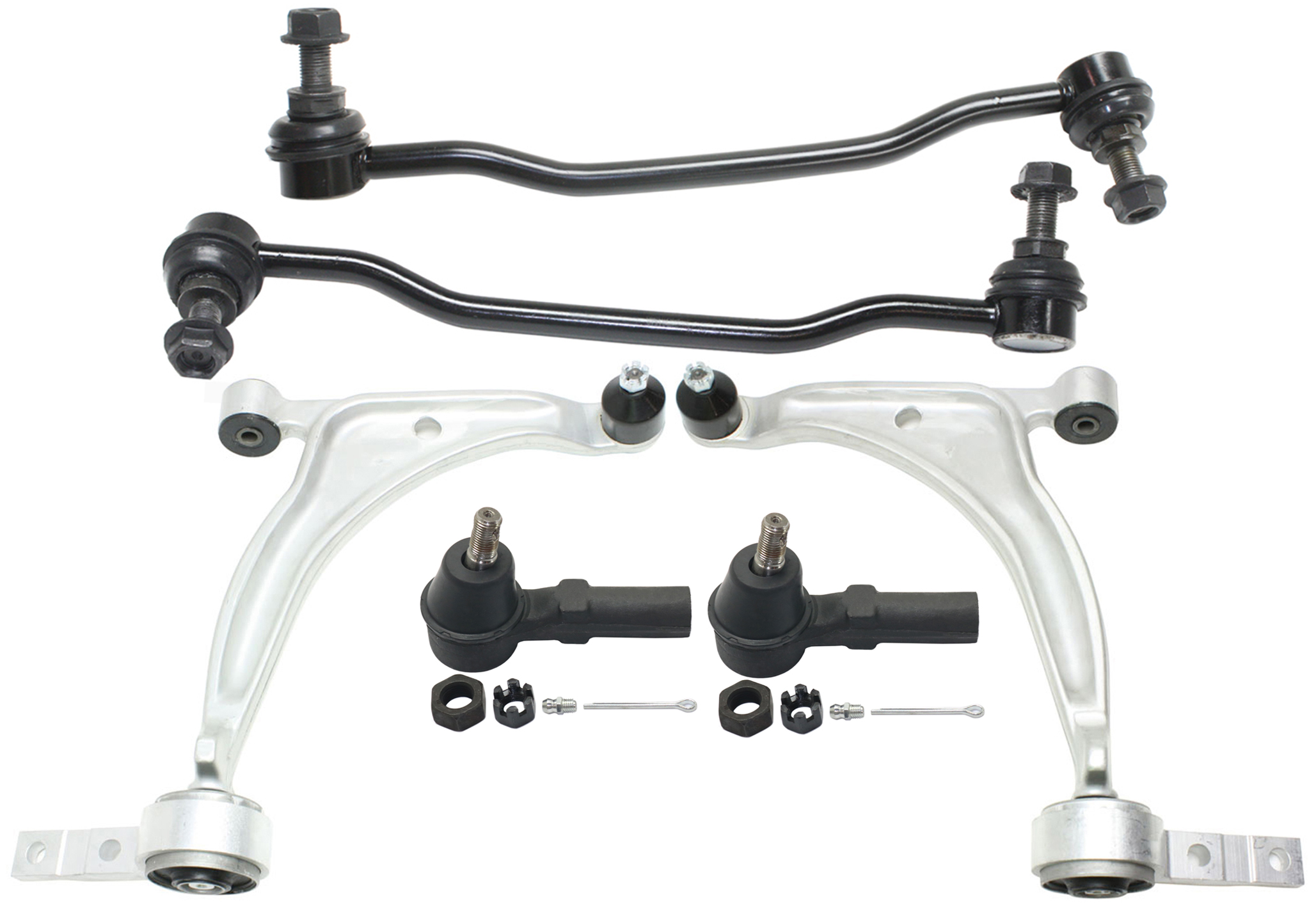 AM ALTIMA 05-06 FRONT CONTROL ARM KIT RH AND LH Lower w ball joint s 6 pc Kit with Sway Bar Link and Tie Rod End SKU KIT 032417-02 Partslink NI4520101 OEM 545017Y00A 545018J000-545007Y0