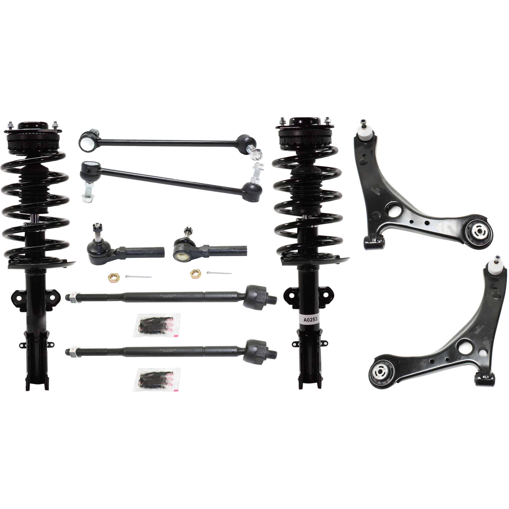 AM ROUTAN 11-11 FRONT SUSPENSION KIT 10 pc Kit with Control Arms Loaded Struts Sway Bar Links and Tie Rod Ends SKU KIT 032522-03 OEM 4766911AL 4766910AL 4766910AE
