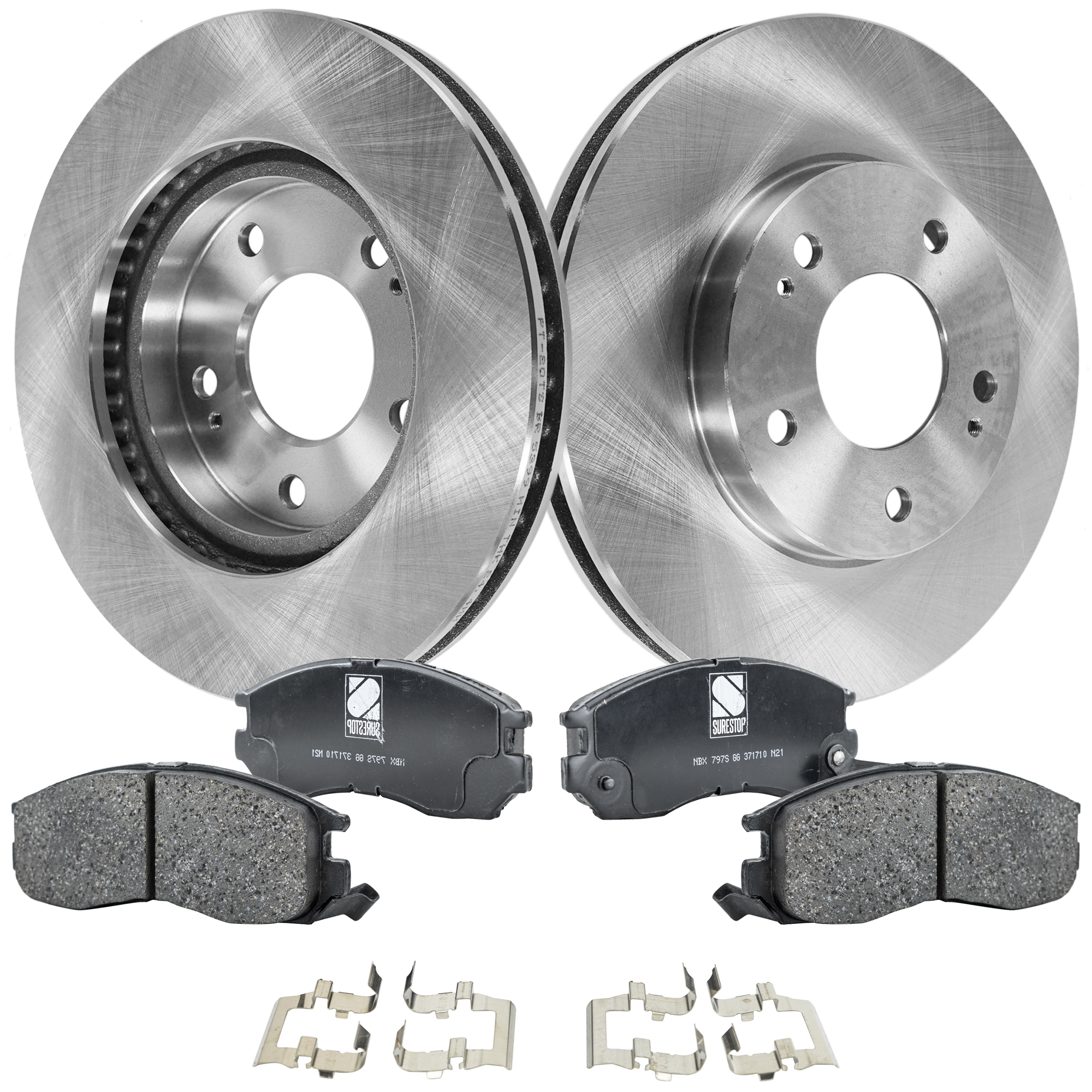 AM SEBRING 01-05 STRATUS 02-05 FRONT BRAKE DISC AND PAD KIT 4 pc kit SKU KIT 032723-03 OEM 5105513AA MN116329 MN116330-46