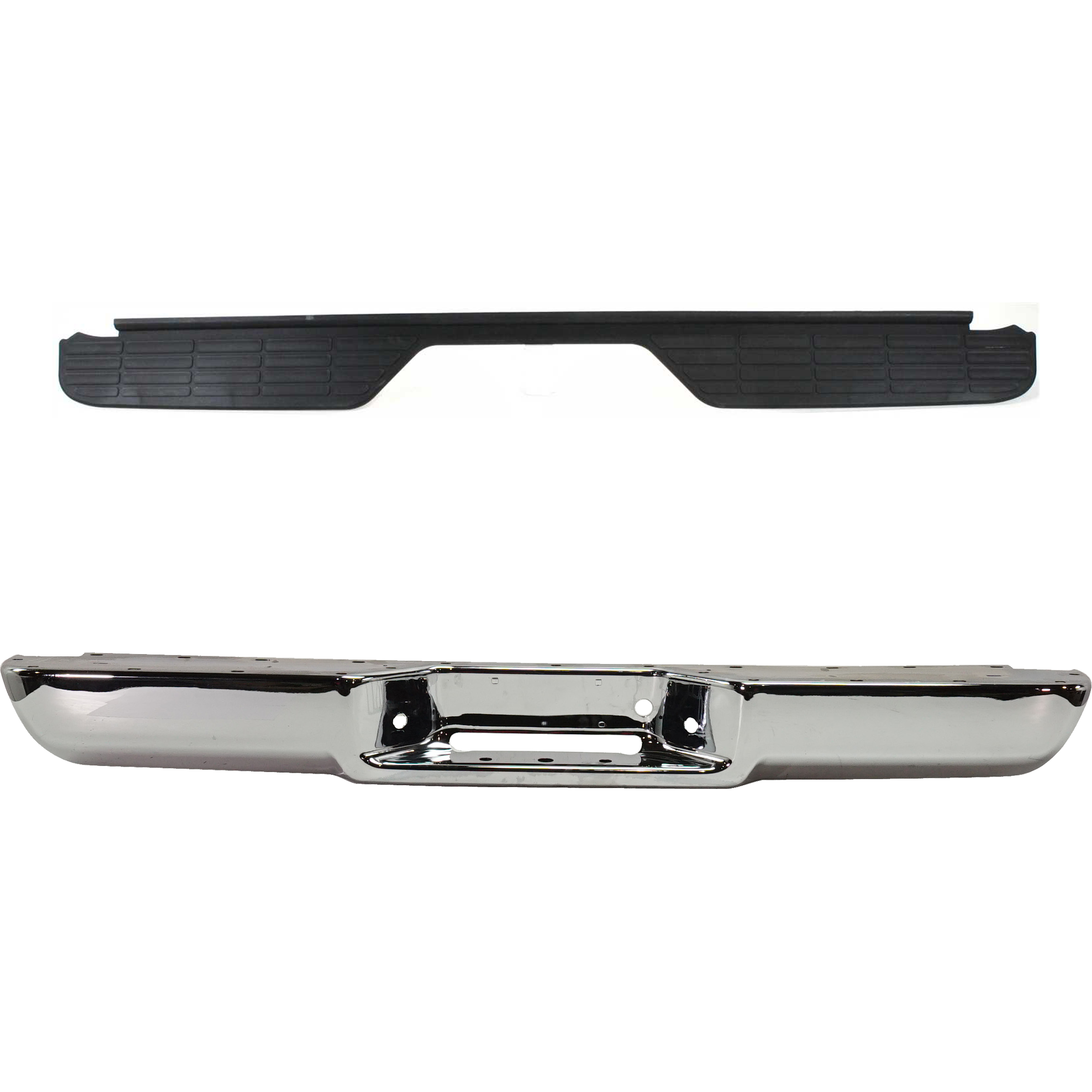 AM K2500 C2500-88-00 STEP BUMPER 2 pc Kit w o Pad w Pad Provision w o Mounting Bracket Chrome with Bumper Step Pad SKU KIT 032725-05 Partslink GM1191103 OEM 15025374 PFM 15607160