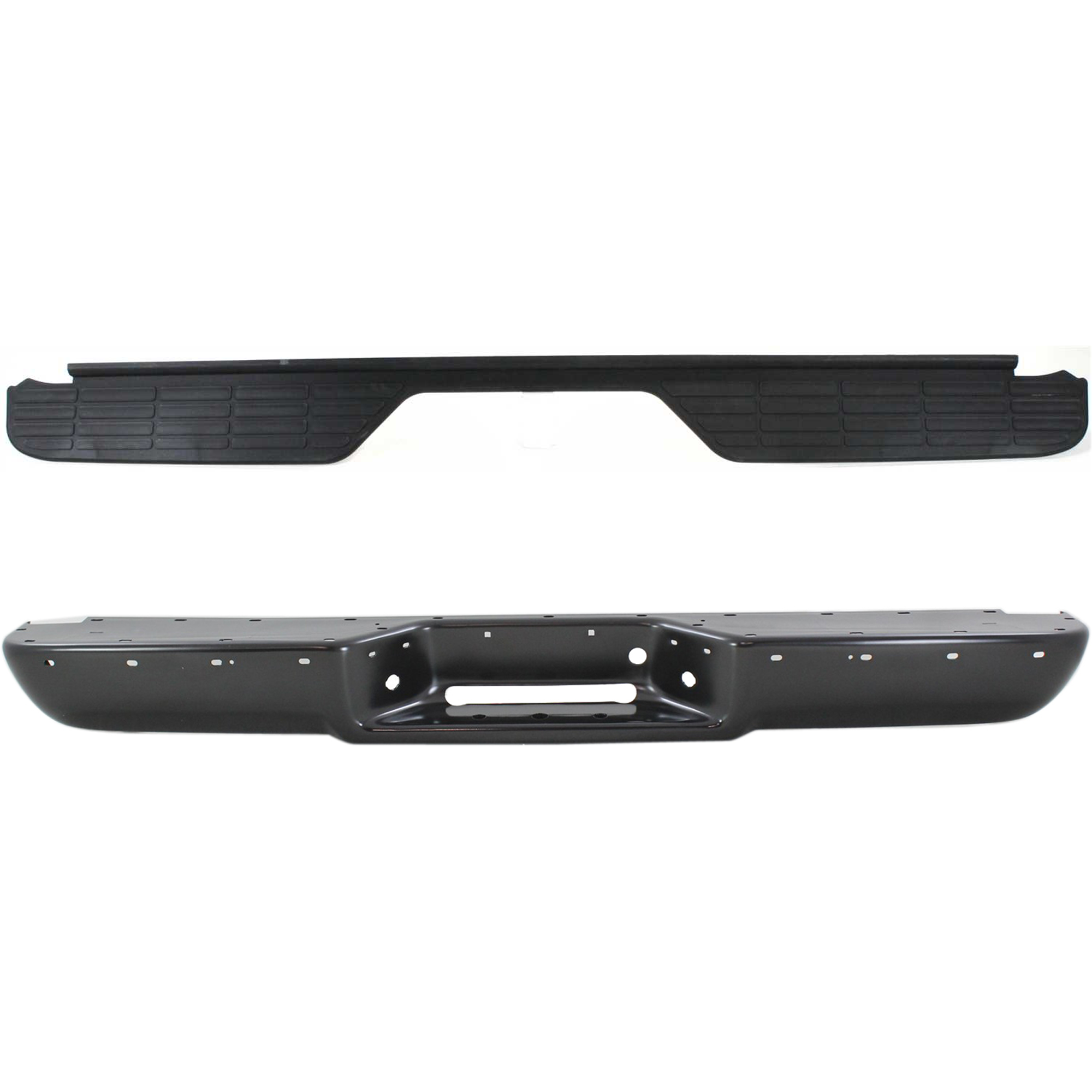 AM C1500 K1500-88-98 STEP BUMPER 2 pc Kit w o Pad w Pad Provision w o Mounting Bracket Powdercoated Black with Step Bumper SKU KIT 032725-14 Partslink GM1191103 OEM 15607160