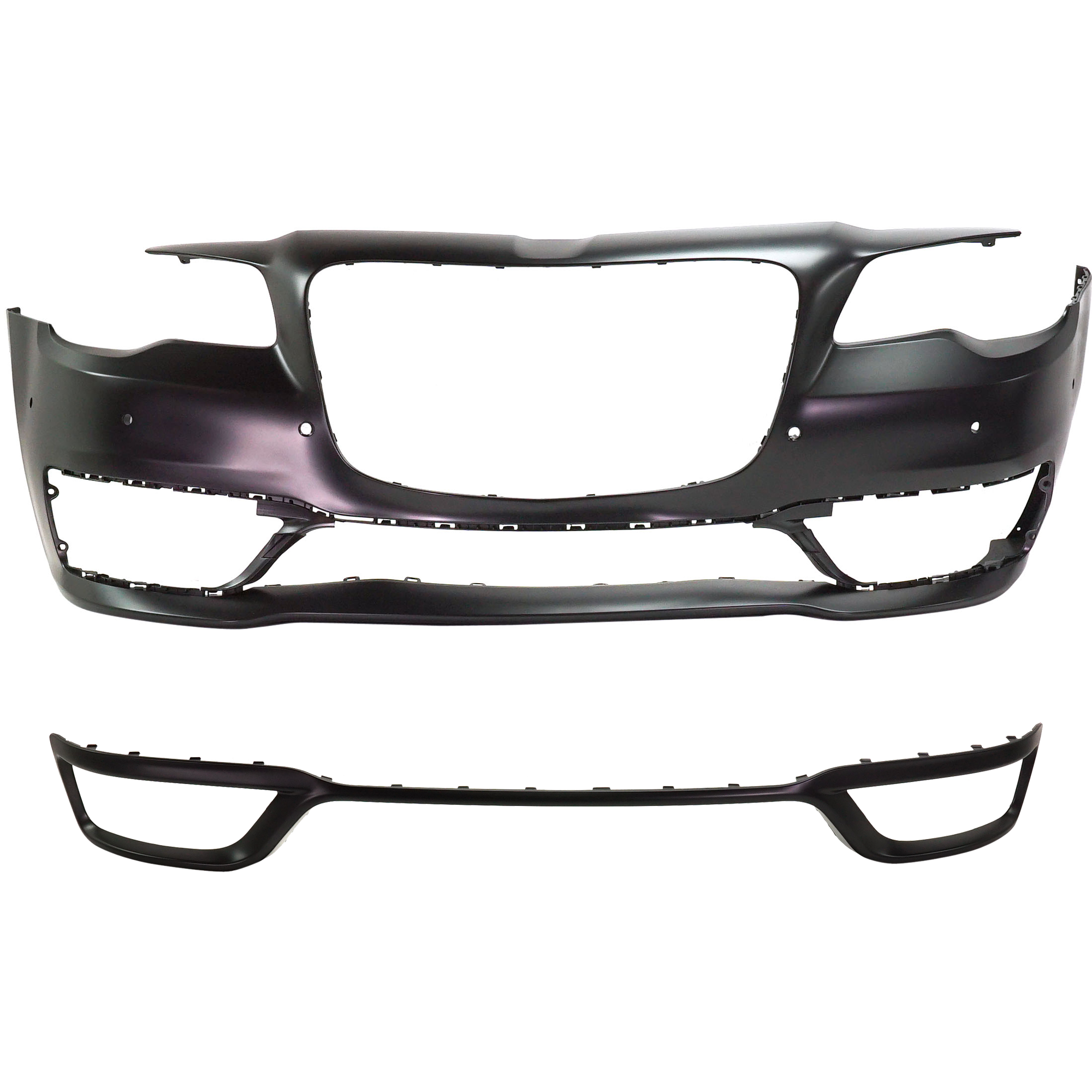 AM CHRYSLER 300-17-23 FRONT BUMPER COVER 2 pc Kit Primed with Bumper Trim SKU KIT 032725-15 Partslink CH1000A35 CH1044139 OEM 5PP57TZZAD 5RW99TZZAA