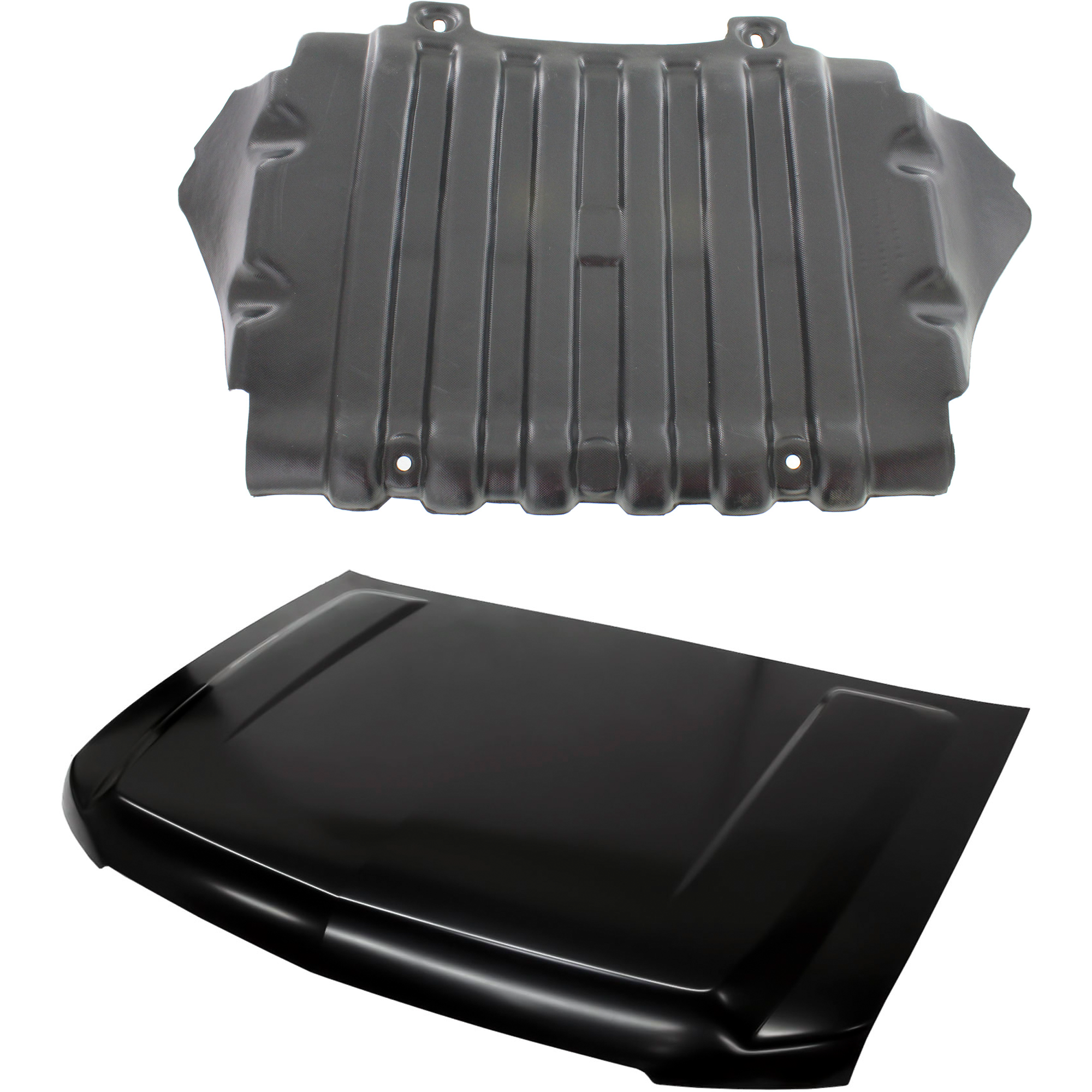 AM TAHOE SUBURBAN 1500-07-14 HOOD 2 pc Kit Steel Primed Lower with Engine Splash Shield SKU KIT 032725-18 Partslink GM1230350 GM1228139 OEM 15939876-22781371