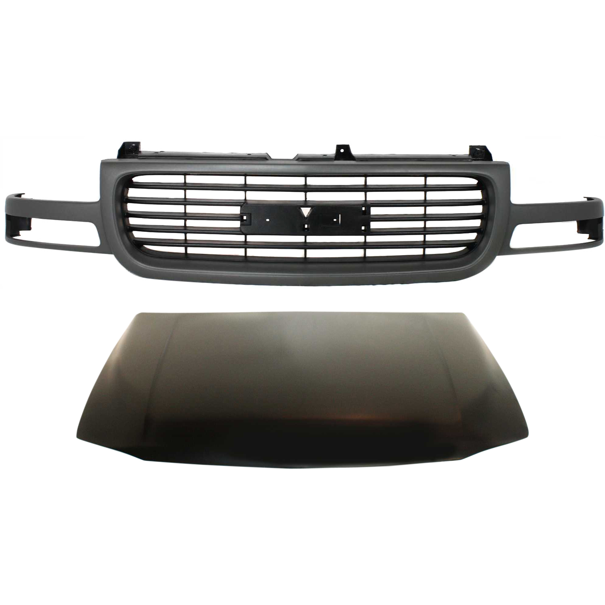 AM YUKON YUKON XL 1500-00-06 HOOD 2 pc Kit Steel Primed Canada USA Built Vehicle with Grille Assembly SKU KIT 032725-27 Partslink GM1230236 GM1200429 OEM 12477699-19130786