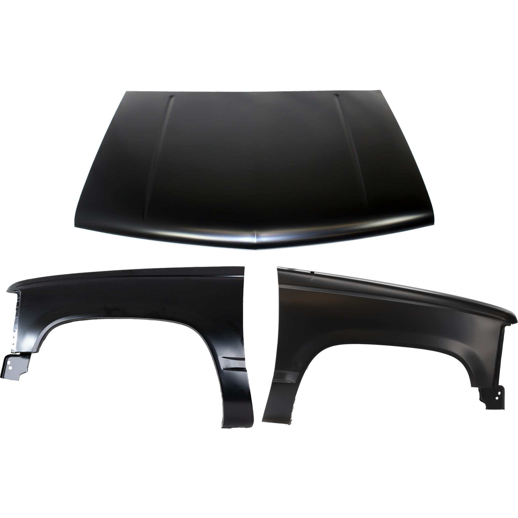 AM K2500 C2500-88-00 HOOD 3 pc Kit Steel Primed with Fender SKU KIT 032725-31 Partslink GM1230126 GM1240132 GM1241133 OEM 15646490-15029229-15998378