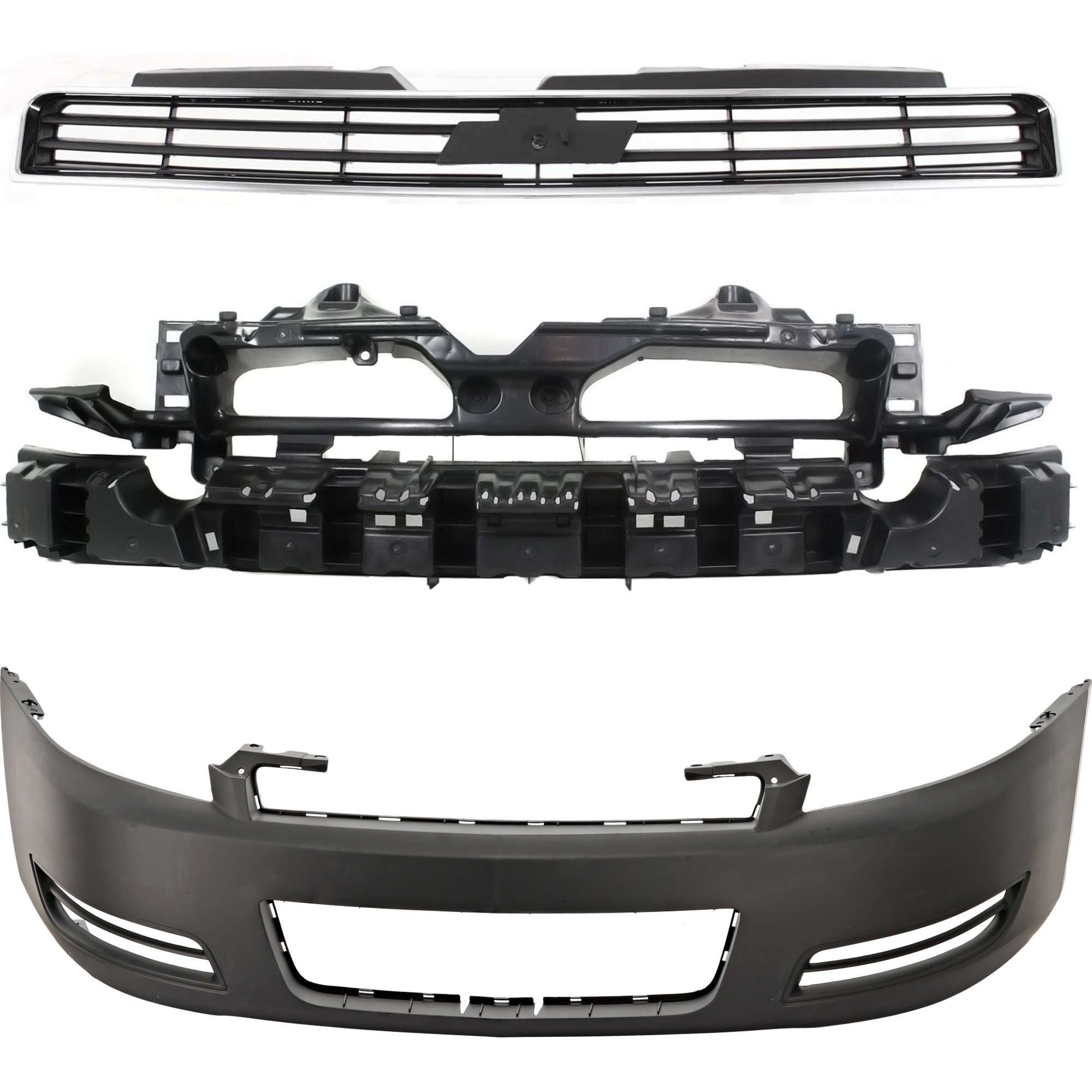 AM IMPALA 06-11 FRONT BUMPER ABSORBER 3 pc kit w Bumper Cover and Grille Assembly SKU KIT 032725-38 Partslink GM1070241 GM1000763 GM1200562 OEM 15886100-89025047-10333709