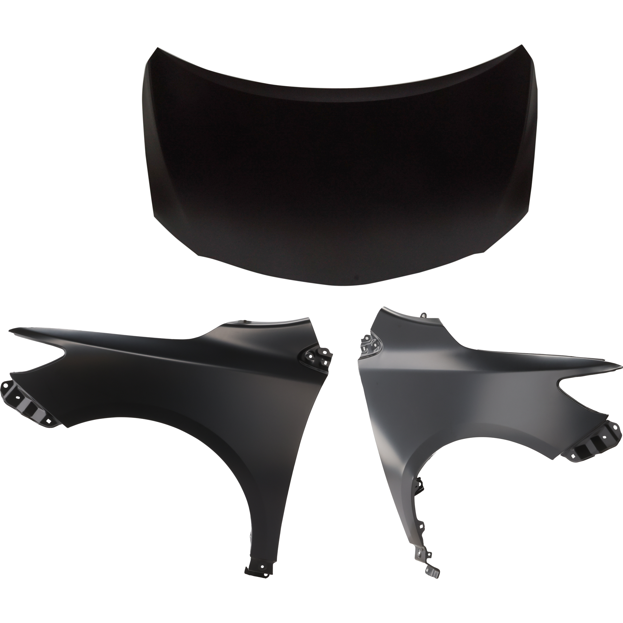 AM COROLLA 09-13 HOOD 3 pc Kit Steel Primed Japan Built Vehicle with Fender SKU KIT 032725-39 Partslink TO1230211C TO1240224C TO1241224C OEM 5330102210-5380112A70-5380212A