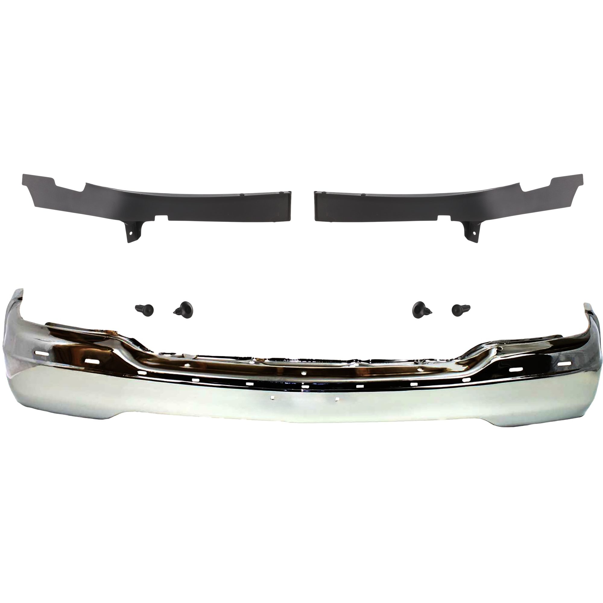 AM YUKON YUKON XL 1500-00-06 FRONT BUMPER 3 pc kit Chrome w Bumper Trim SKU KIT 032725-45 Partslink GM1002835 GM1088170 GM1089170 OEM 15758072 PFM 15049381-15102067