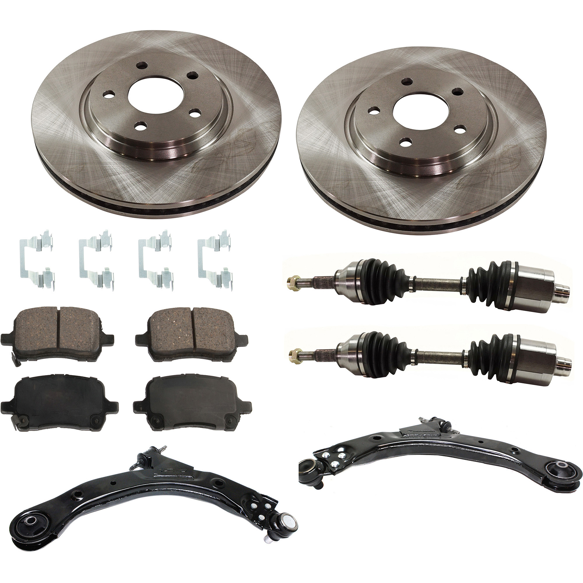 AM COBALT 06-07 FRONT CV AXLE ASSEMBLY RH AND LH 8 pc kit with Brake Discs Brake Pad Set and Control Arms SKU KIT 032822-078 OEM 22705375-15856665-25797350-209