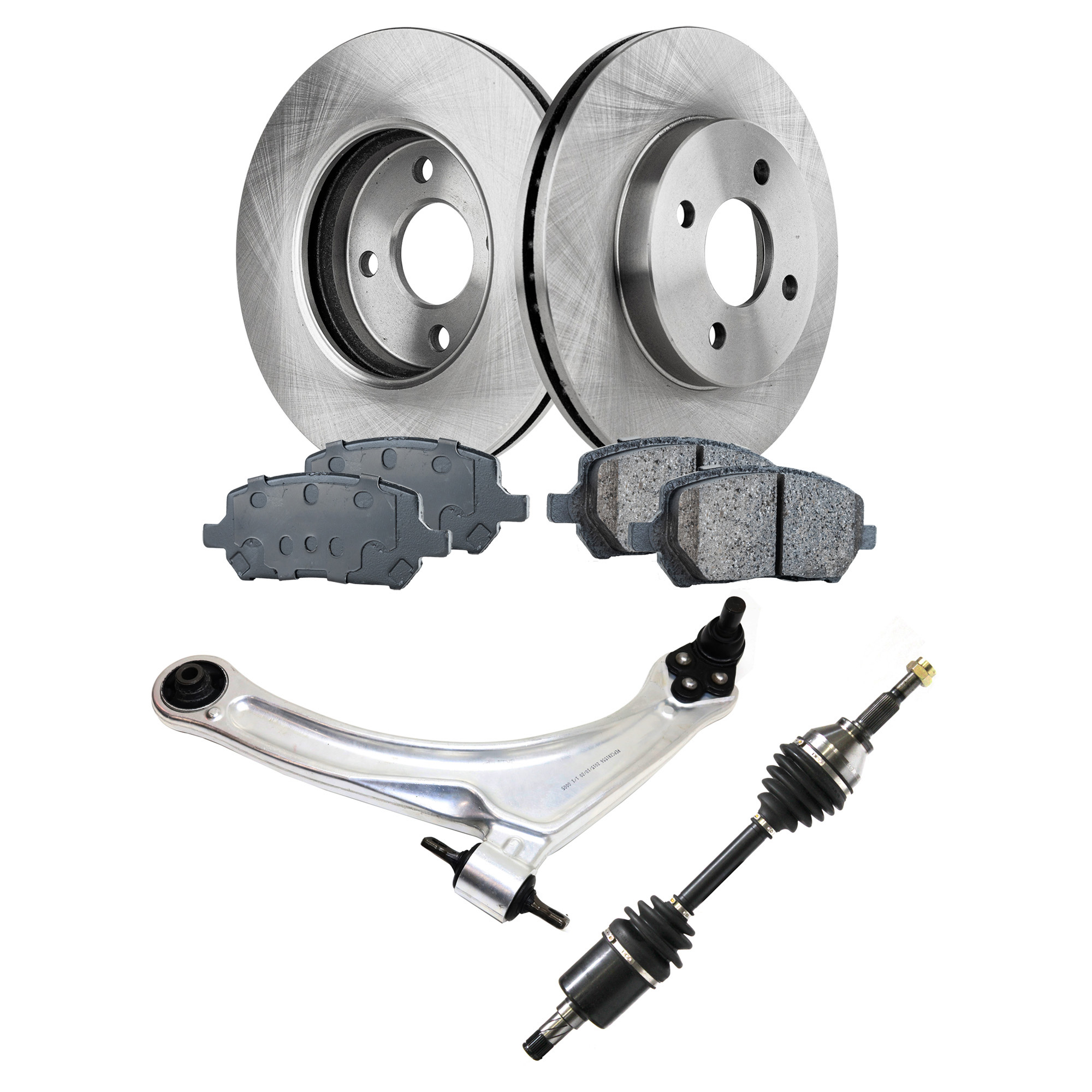 AM COBALT 05-10 G5-07-09 FRONT CONTROL ARM KIT LH Lower 6 pc kit w Axle Assemblies Brake Discs and Brake Pad Set SKU KIT 032822-204 OEM 22702612-25836294-25863339-103