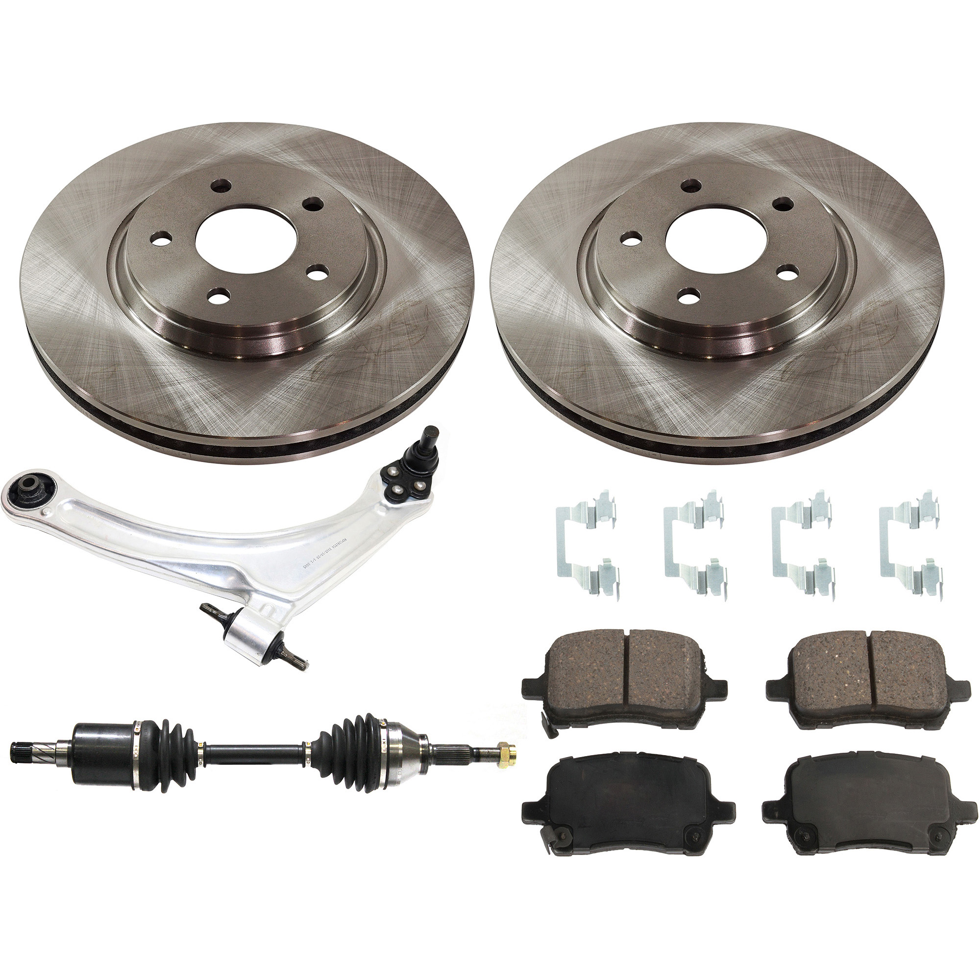 AM ION 04-07 COBALT 06-07 FRONT CONTROL ARM KIT LH Lower 6 pc kit with Axle Assemblies Brake Discs and Brake Pad Set SKU KIT 032822-207 OEM 22705375-15856665-25797350-209