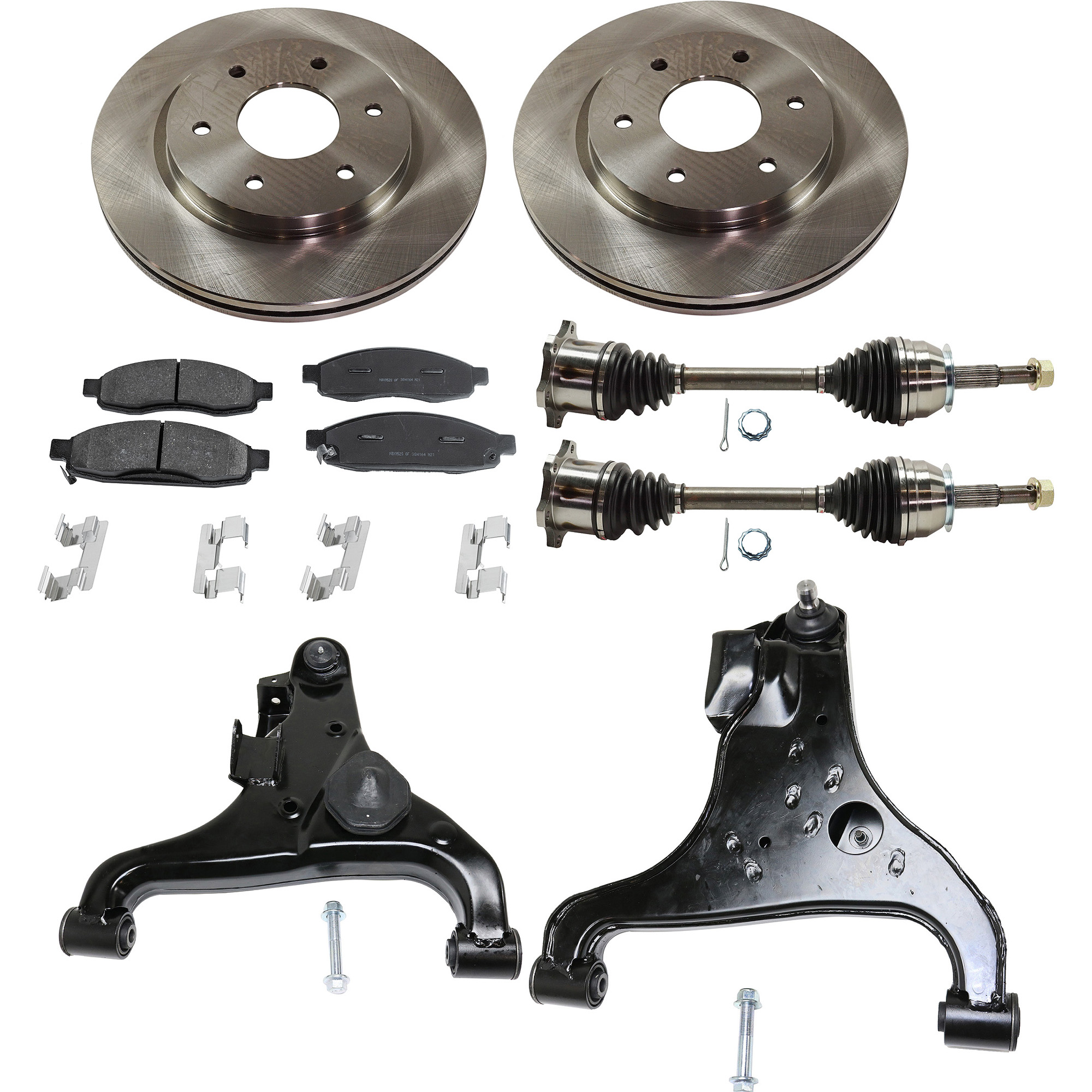 AM TITAN 05-07 FRONT CONTROL ARM RH AND LH Lower 7 pc kit with Axle Assemblies Brake Discs and Brake Pad Set SKU KIT 032822-229 OEM 40206ZC00A 40206AC00A 40206ZC0