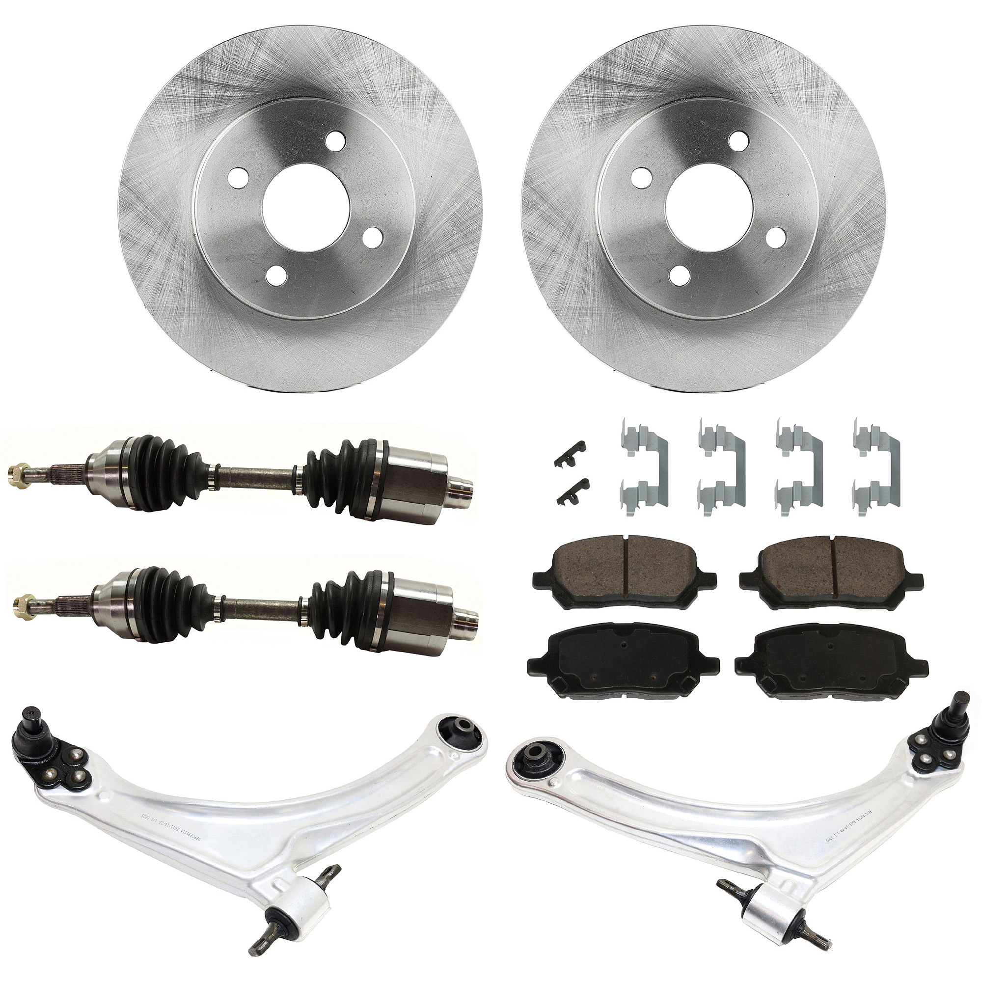 AM COBALT 05-10 G5-07-09 FRONT CONTROL ARM KIT RH AND LH Lower with Brake Discs Brake Pad Sets and Axle Assemblies 8 pc kit SKU KIT 032822-235 OEM 22702612-25836294-25863339-103