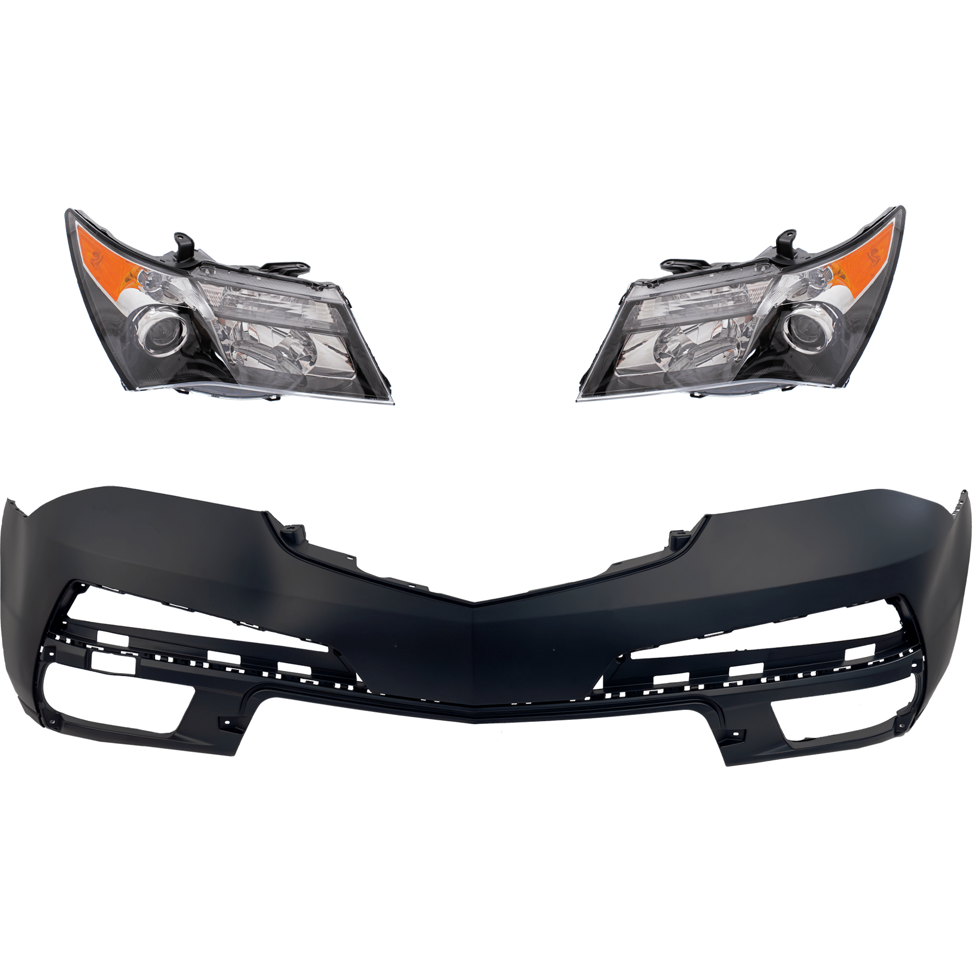 AM MDX 10-13 HEAD LAMP RH AND LH Lens and Housing Halogen 3 pc Kit with Bumper Cover CAPA SKU KIT 032826-05 Partslink AC1000172C AC2518117C AC2519117C OEM 04711STXA92ZZ 33101STXA31-3315