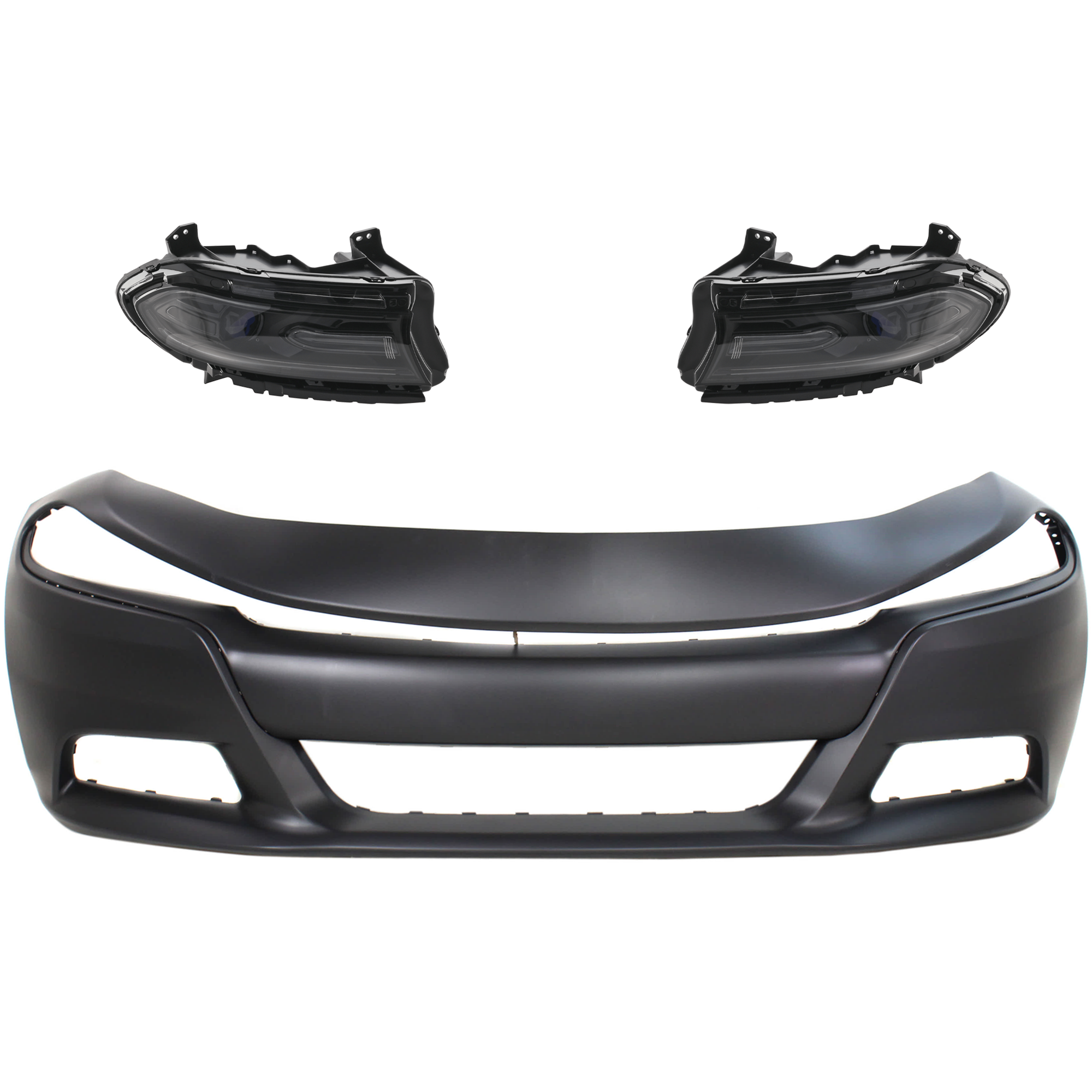 AM CHARGER 15-16 HEAD LAMP RH AND LH Assembly Halogen 3 pc Kit with Bumper Cover CAPA SKU KIT 032826-28 Partslink CH1000A24C CH2502270C CH2503270C OEM 68214396AF 68214397AF 68267765