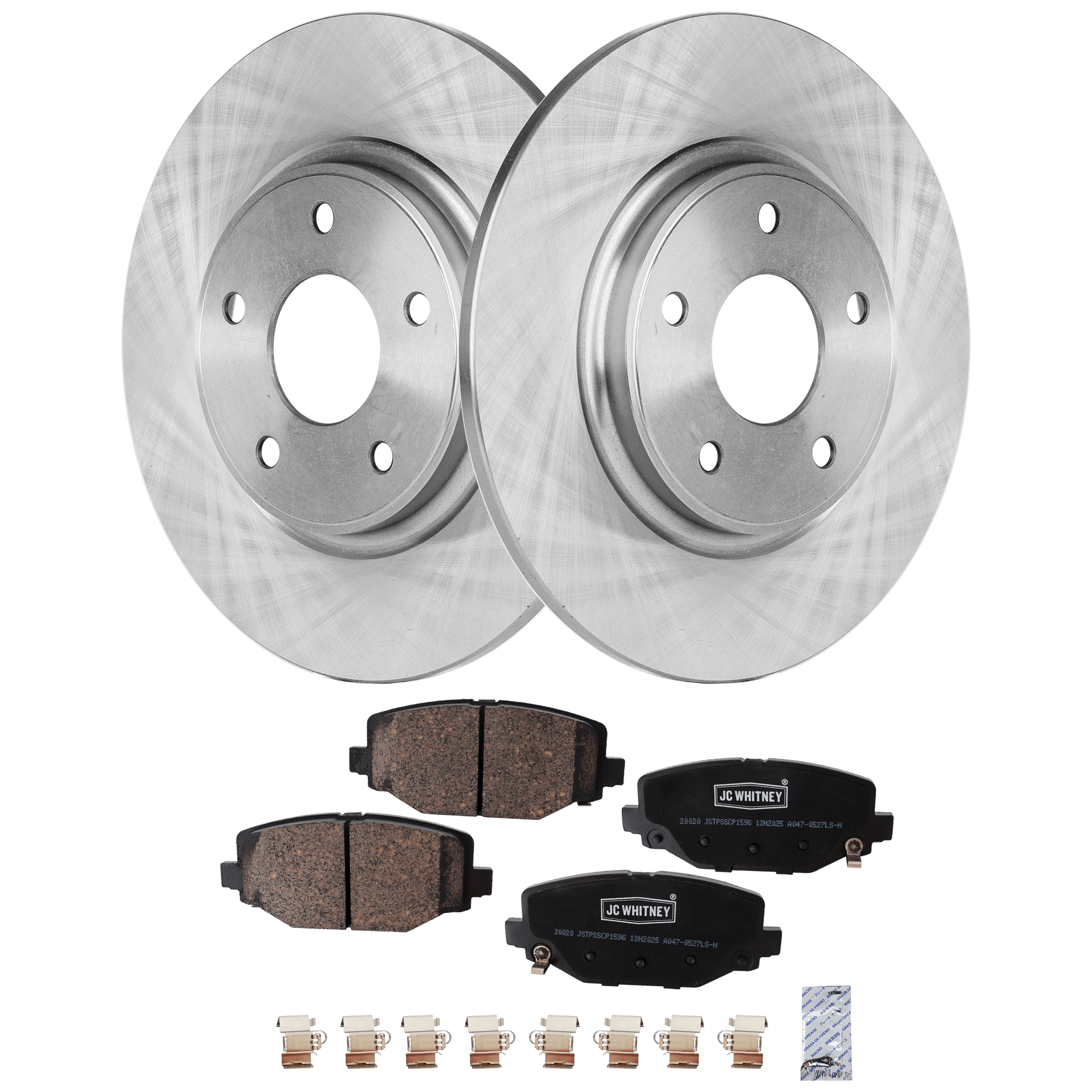 AM GRAND CARAVAN 12-20 REAR BRAKE DISC AND PAD KIT 4 pc Kit SKU KIT 032921-04-12 OEM 43180-53069-780965-850314-6004