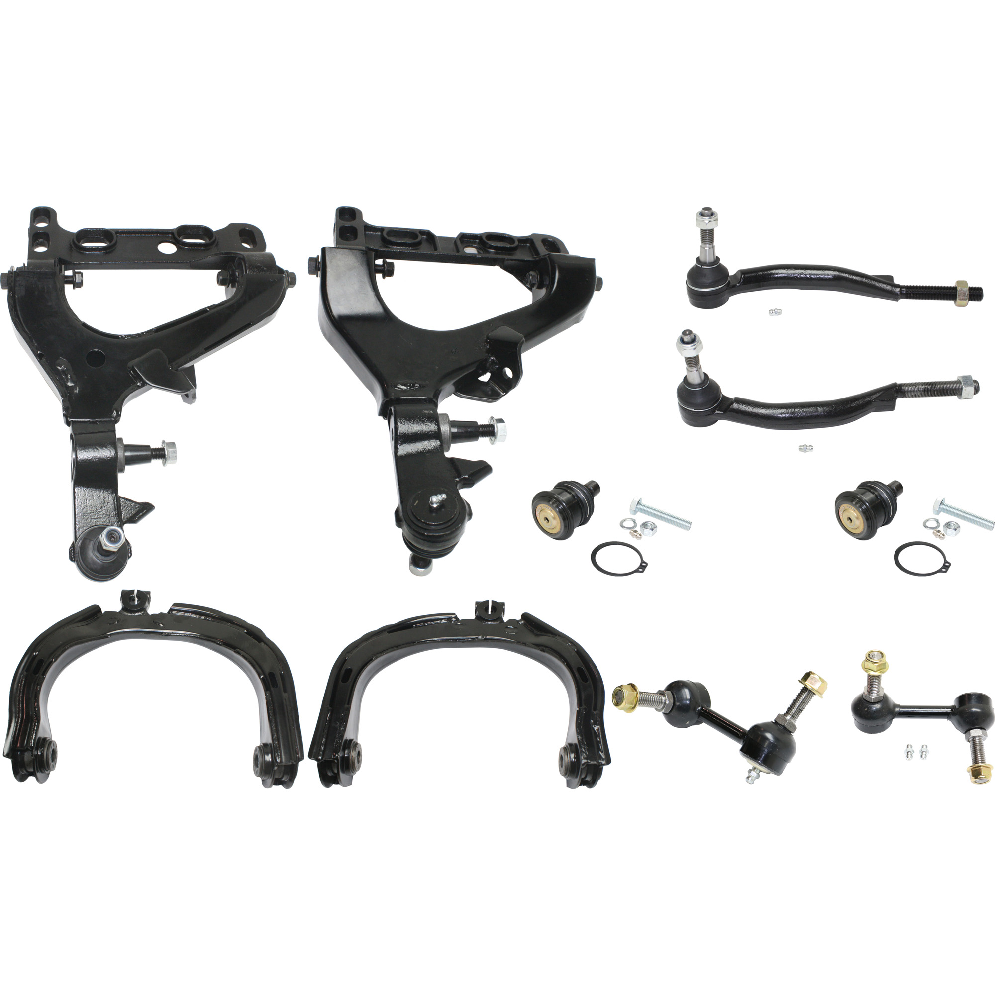AM BRAVADA ENVOY TRAILBLAZER 02-03 FRONT CONTROL ARM KIT RH AND LH Upper and Lower 10 pc kit with Ball Joints Control Arms Sway Bar Links and Tie Rod Ends SKU KIT 032921-04-13 OEM 104332-1017701-2601559-5001