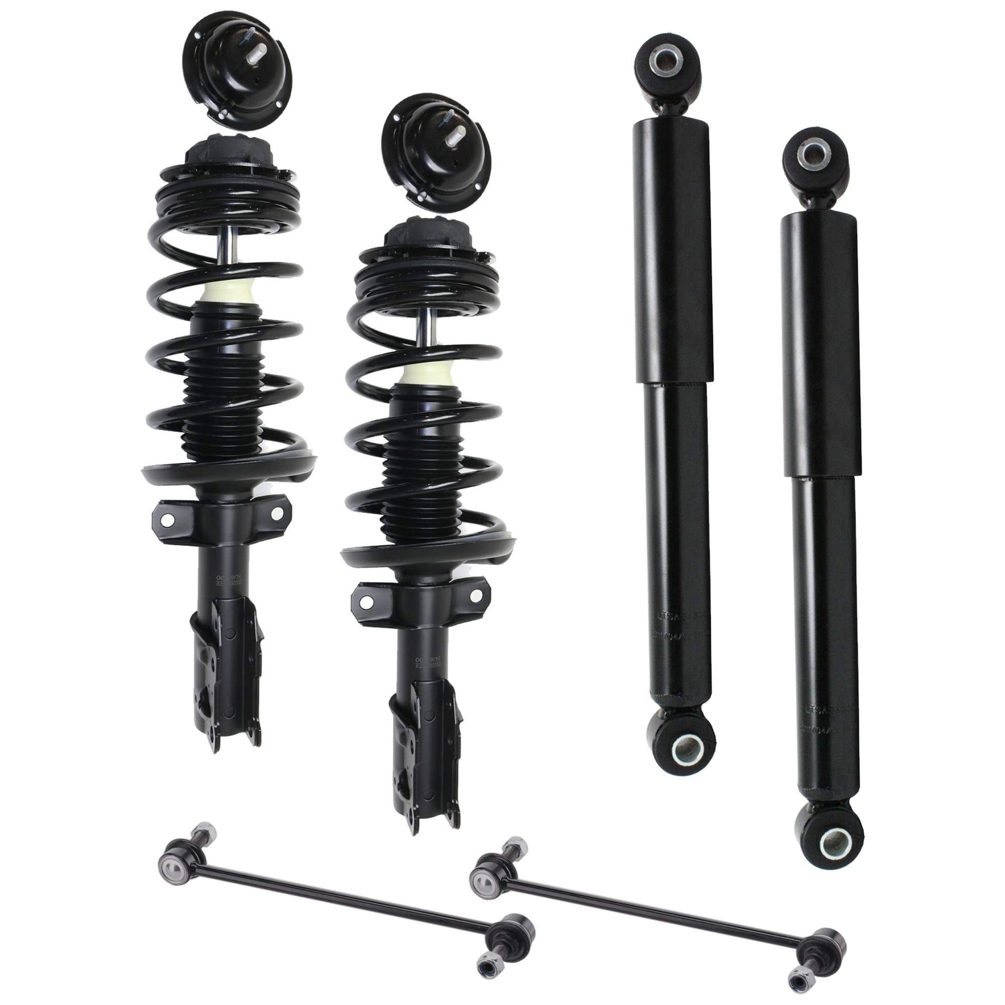 AM ION 03-07 FRONT AND REAR SUSPENSION KIT 6 pc Kit with Loaded Struts Shock Absorbers and Sway Bar Links SKU KIT 032921-04-40 OEM 22708796-10368516-172203 G5710