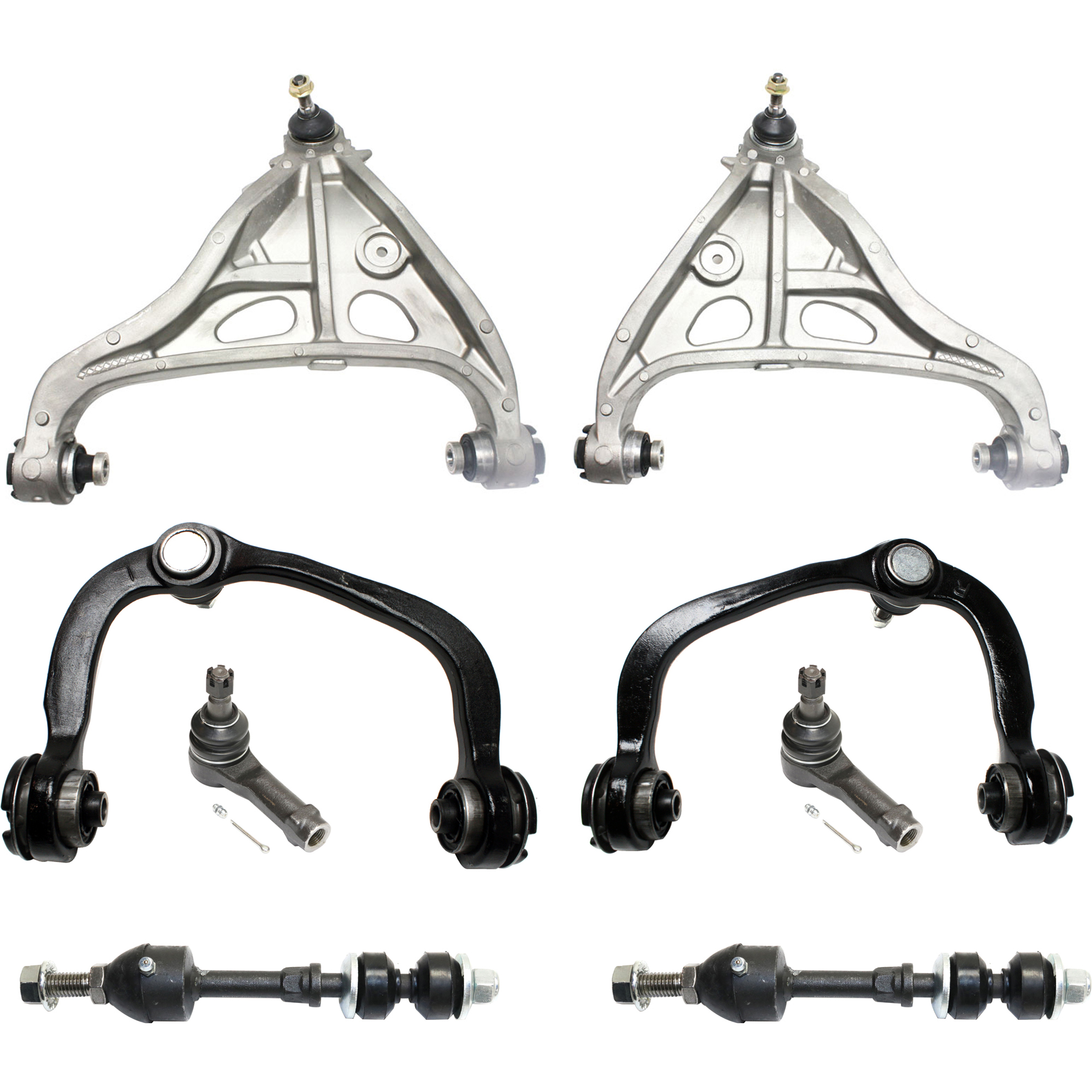 AM F 150-05-08 MARK LT 06-08 FRONT CONTROL ARM KIT RH AND LH Upper and Lower 8 pc kit with Control Arms Sway Bar Links and Tie Rod Ends SKU KIT 032921-04-48 OEM 7L3Z3078C 7L3Z3078D 7L3Z3079C