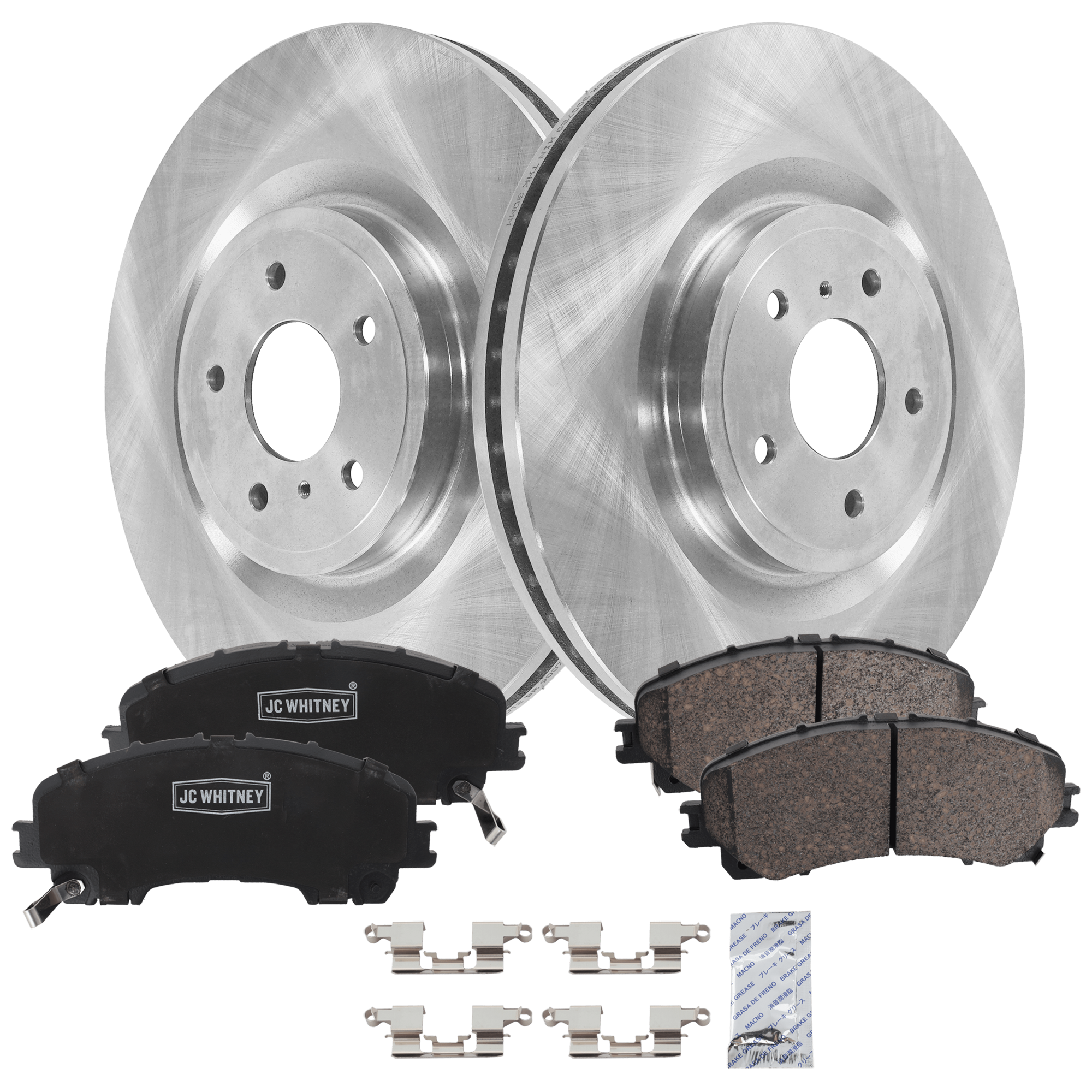 AM Q50-17-18 Q60-17-17 FRONT BRAKE DISC AND PAD KIT 4 pc kit SKU KIT 033023-12 OEM 40206JL00A D10603WU0A D10604GA