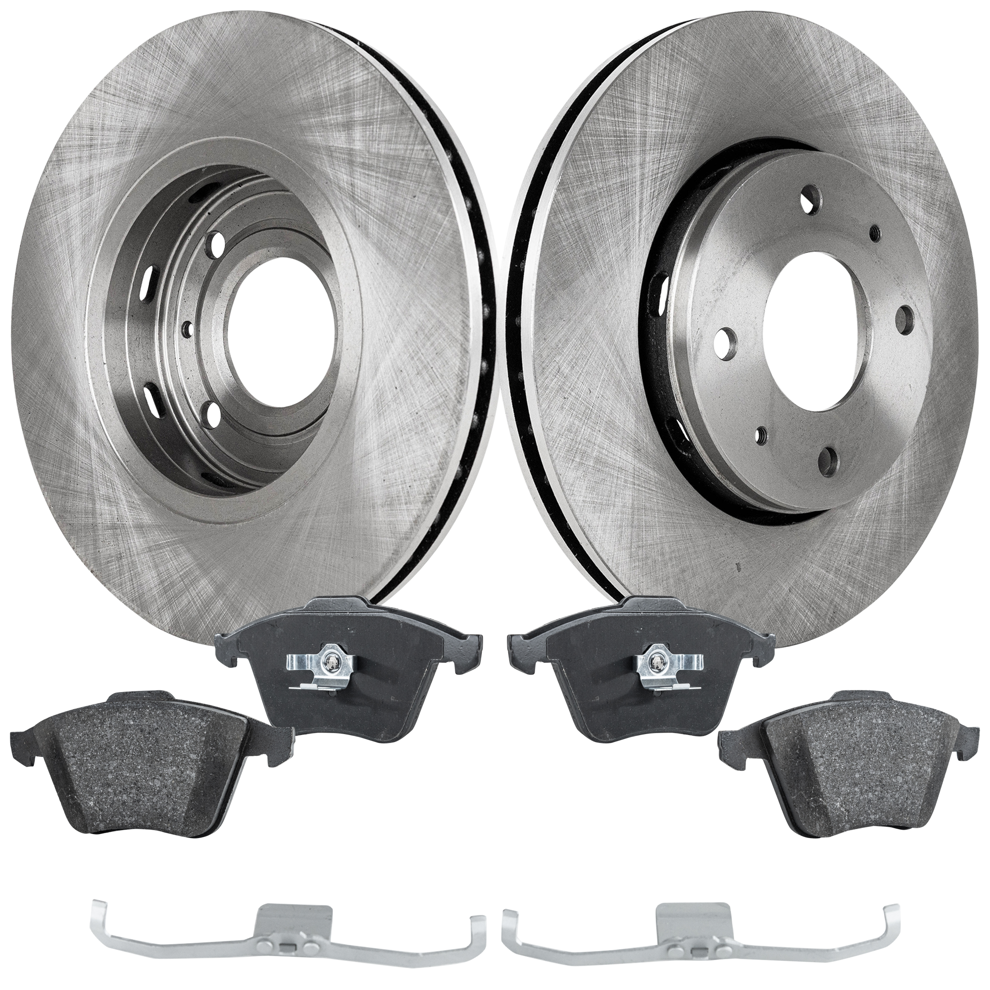AM S40-04-11 FRONT BRAKE DISC AND PAD KIT 2 Wheel Set Non Asbestos Organic SKU KIT 033023-27 OEM PW820580-30818027-306832740-30