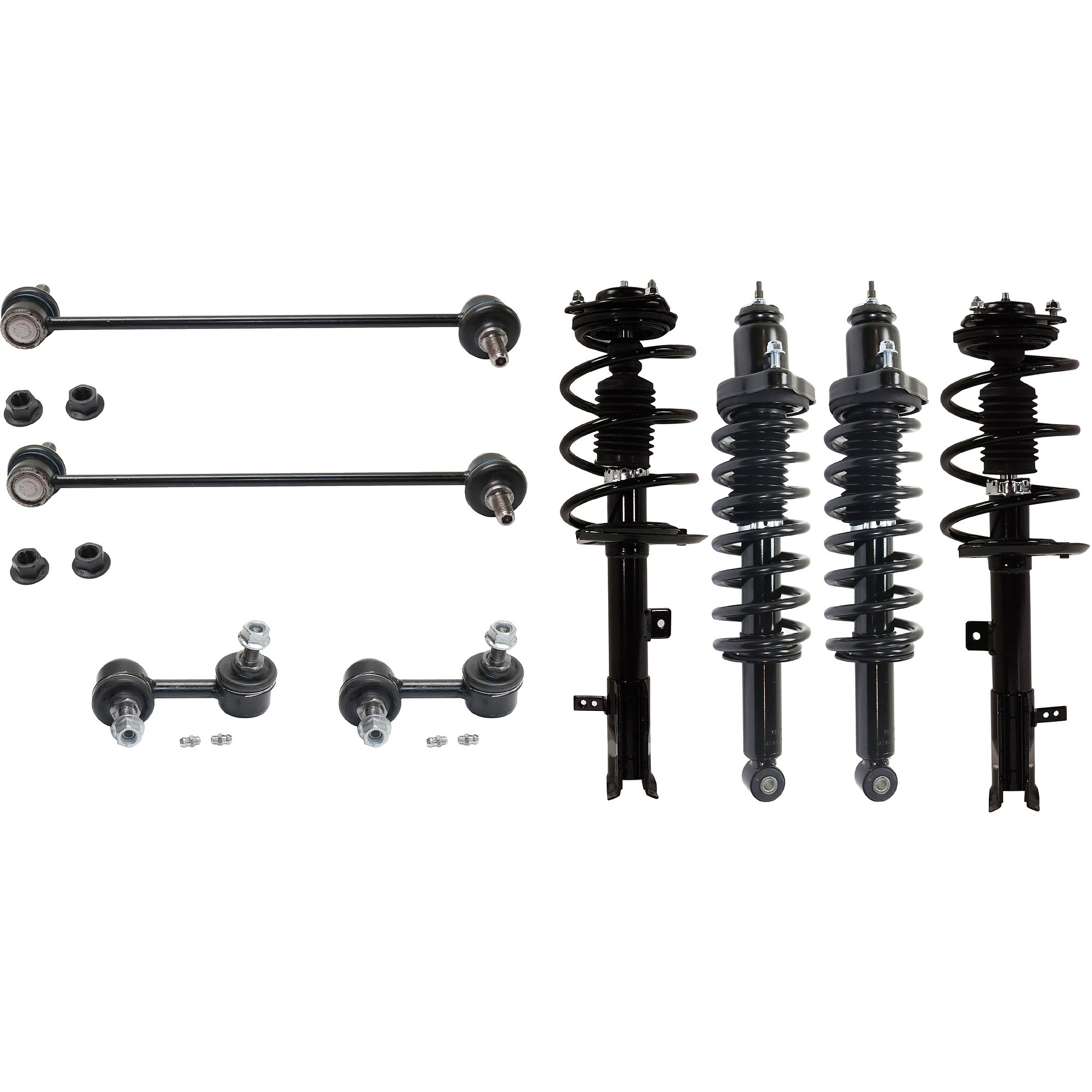 AM CALIBER 07-09 FRONT AND REAR SUSPENSION KIT RH AND LH 8 pc kit with Loaded Struts and Sway Bar Links SKU KIT 033122-01 OEM 68058866AA 5272706AG 5174185AC