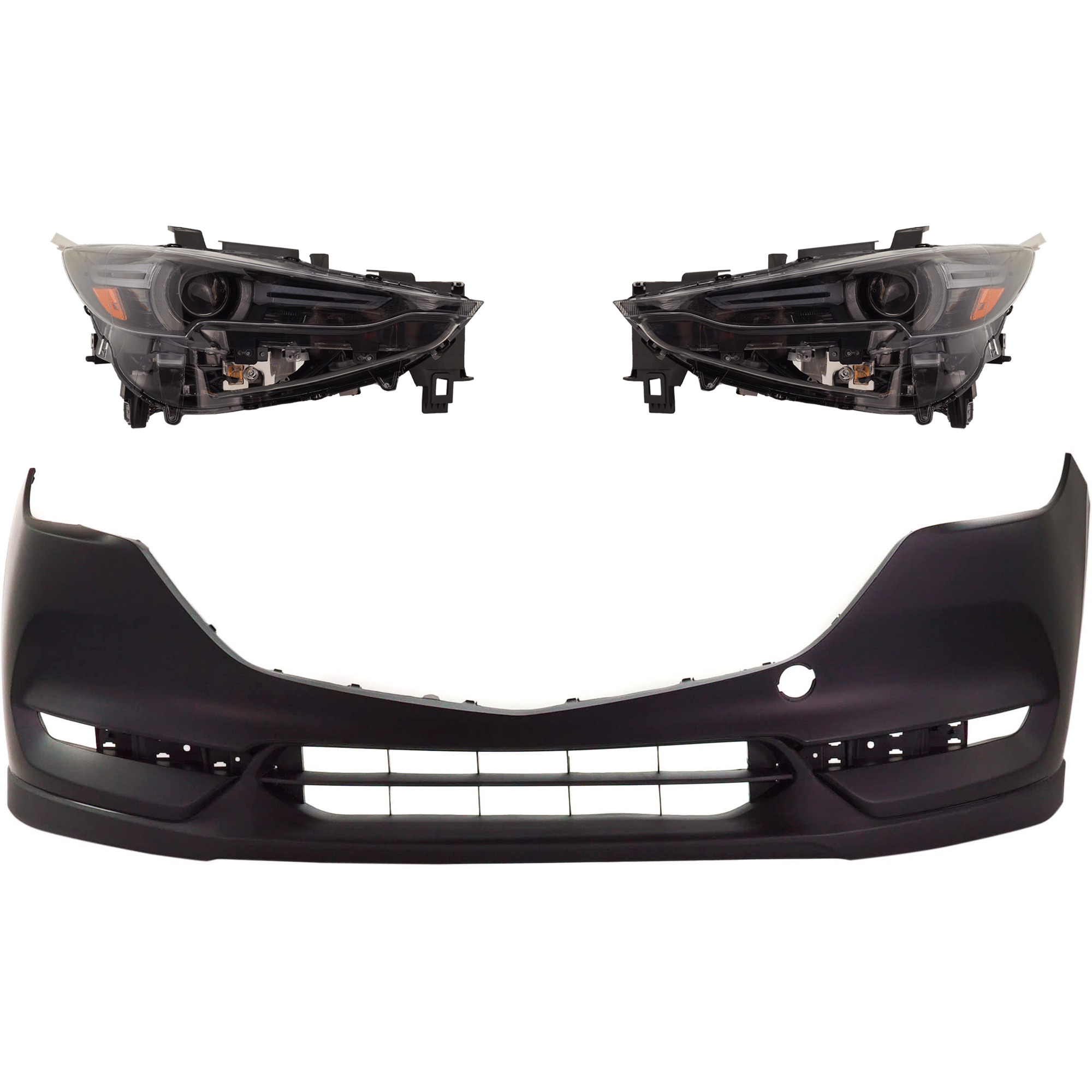 AM CX 5-17-20 HEAD LAMP RH AND LH Lens and Housing Halogen 3 pc Kit w Adaptive Frontlighting System with Bumper Cover CAPA SKU KIT 040126-05 Partslink MA1000247C OEM KB8A50031FBB KL2L51031C KL2L51