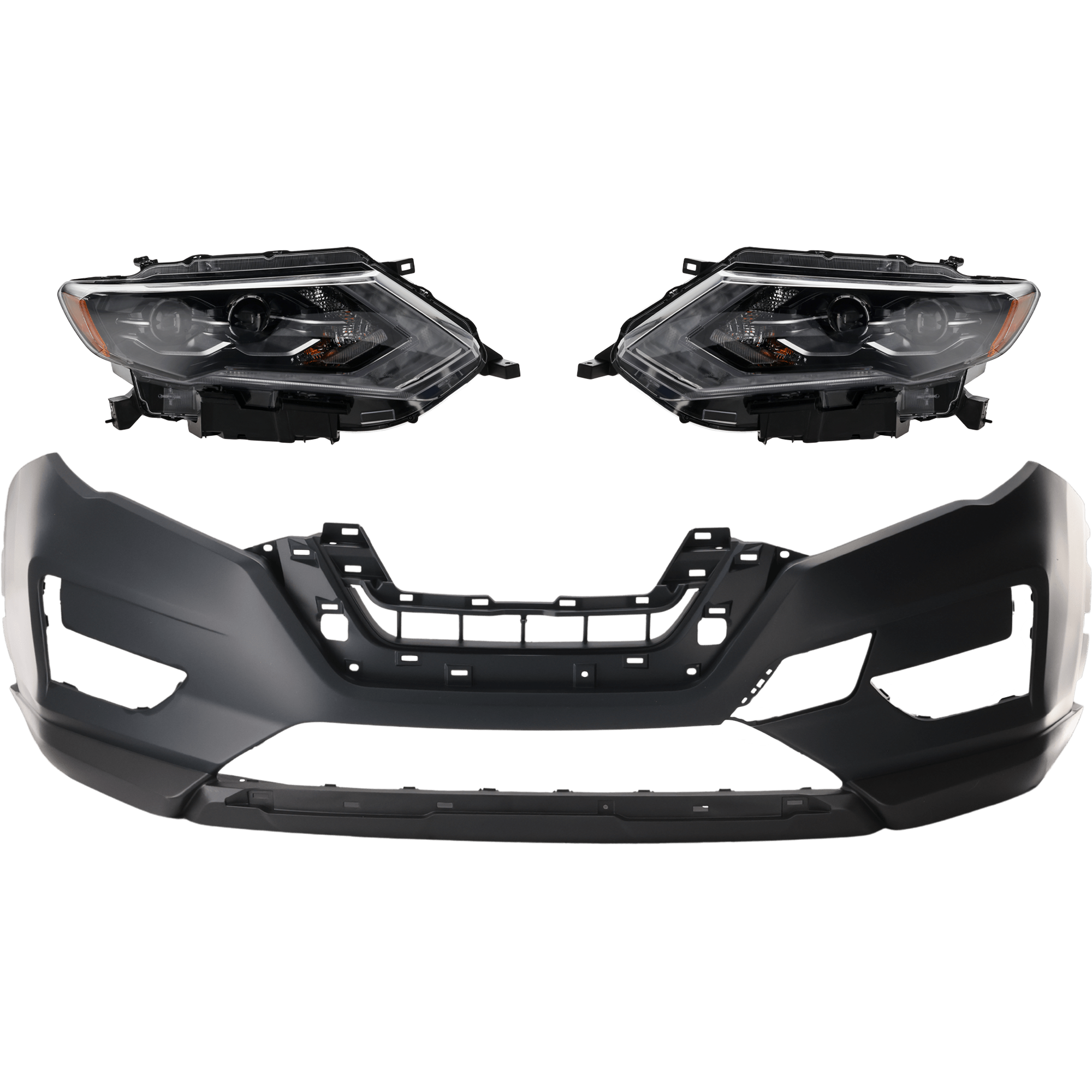 AM ROGUE 17-18 HEAD LAMP RH AND LH Assembly LED 3 pc Kit SL SL Hybrid Models with Bumper Cover CAPA SKU KIT 040126-15 Partslink NI1000316C NI2502256C NI2503256C OEM 260106FL6A 260606FL6A 620226FL