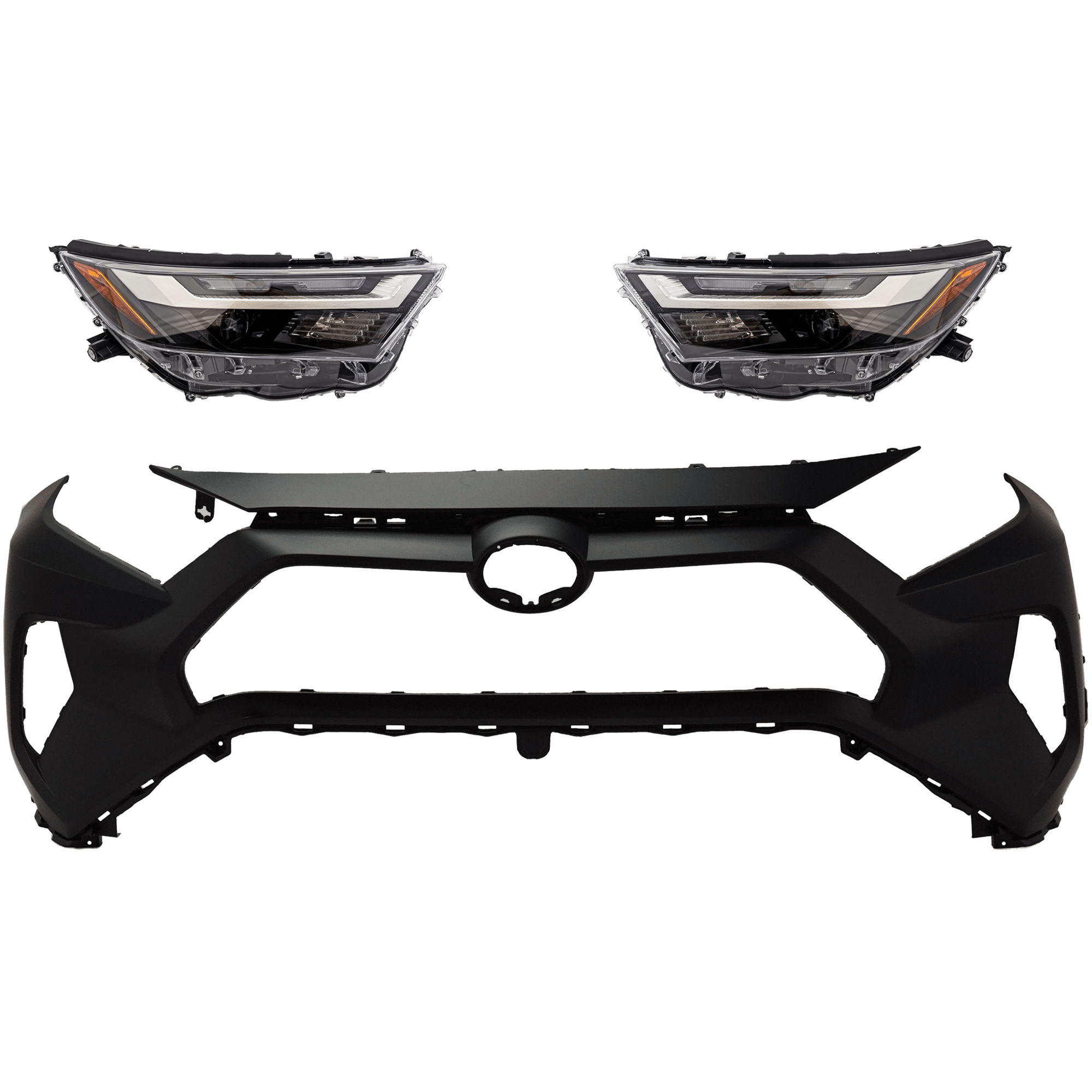 AM RAV4-22-25 HEAD LAMP RH AND LH Assembly LED 3 pc Kit North America Built Vehicle with Bumper Cover CAPA SKU KIT 040126-33 Partslink TO1000449C TO2502316C TO2503316C OEM 521190R919-811100R440-811500R4