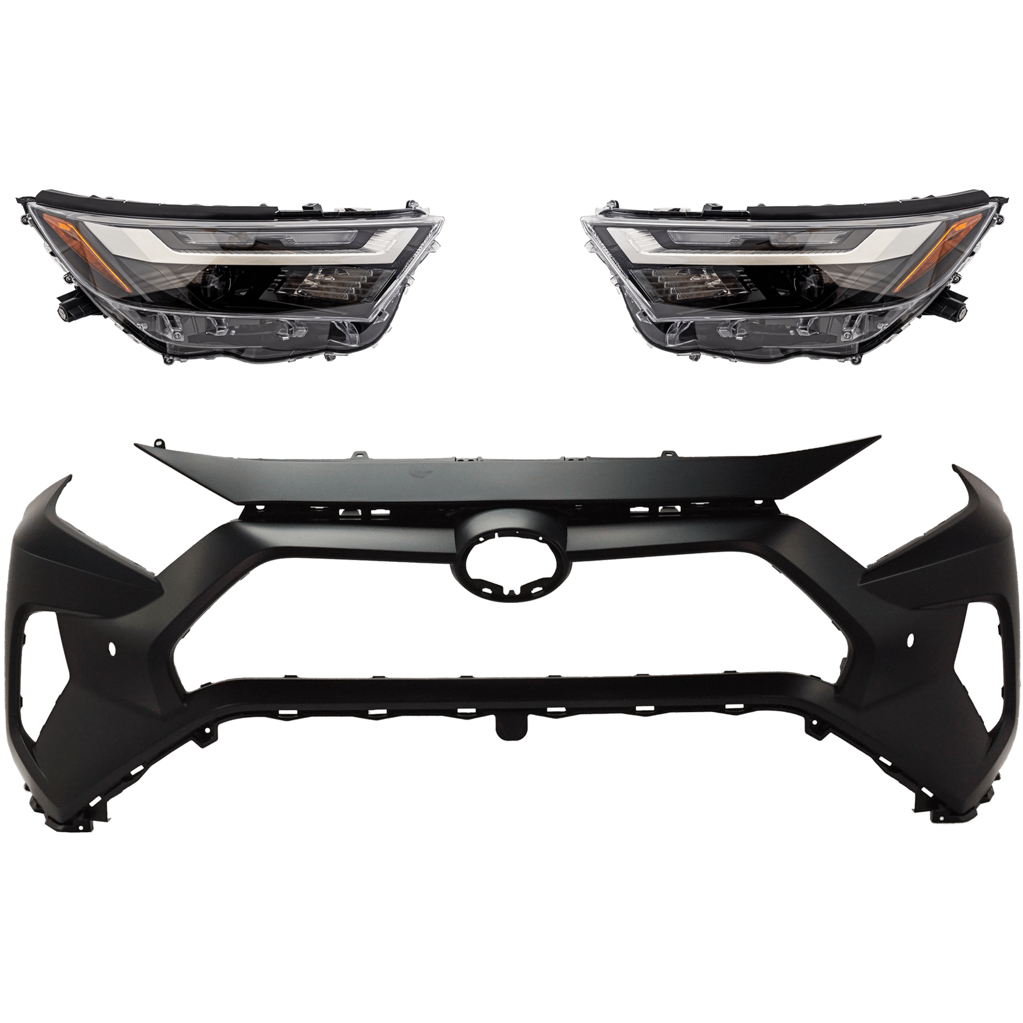 AM RAV4-22-25 HEAD LAMP RH AND LH Assembly LED 3 pc Kit North America Built Vehicle with Bumper Cover CAPA SKU KIT 040126-34 Partslink TO1000450C TO2502316C TO2503316C OEM 521190R920-811100R440-811500R4