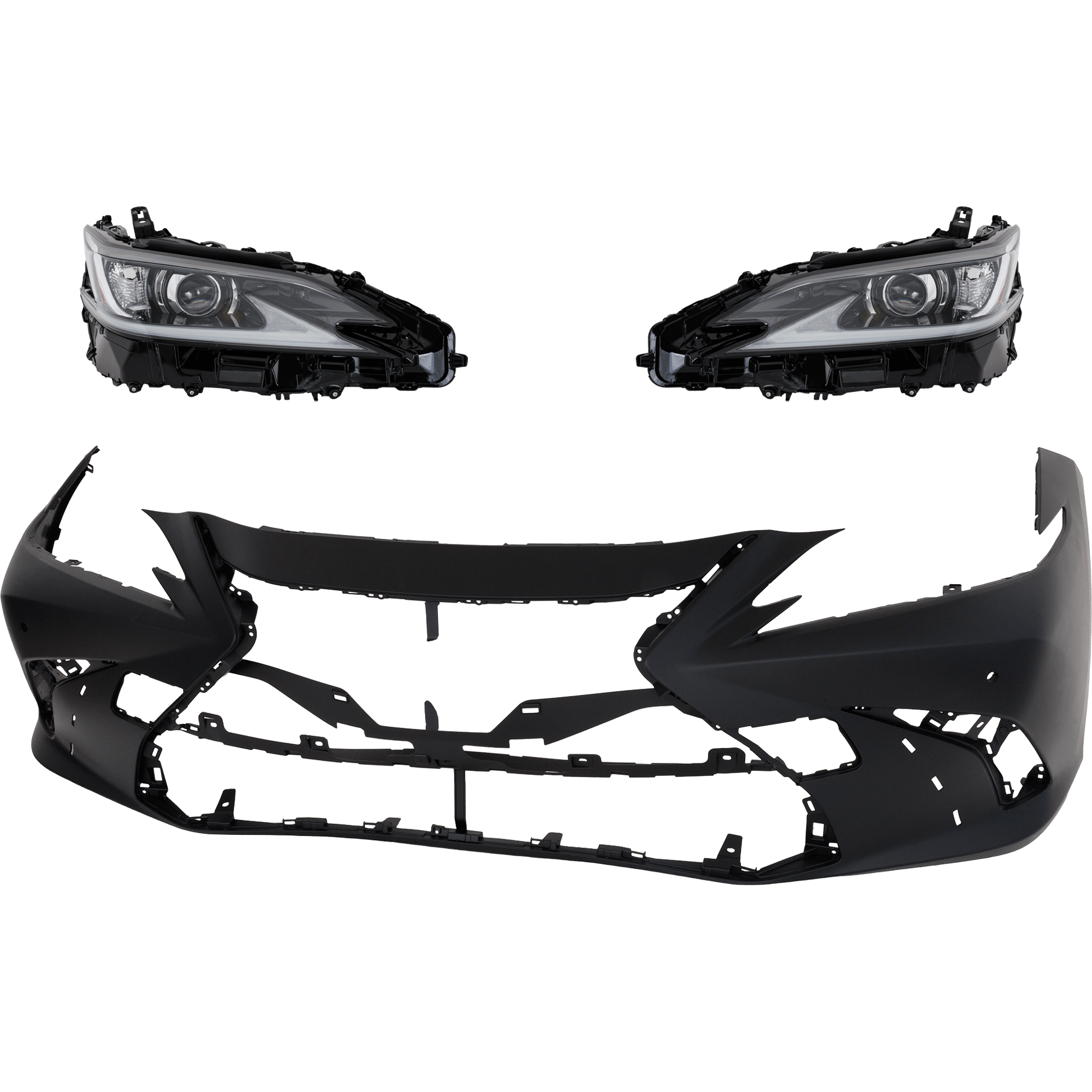 AM ES250-21-21 ES350-19-21 HEAD LAMP RH AND LH Lens and Housing Halogen 3 pc Kit Japan Built Vehicle with Bumper Cover CAPA SKU KIT 040126-42 Partslink LX1000363C OEM 521193T948-8114533F31 PFM 8118