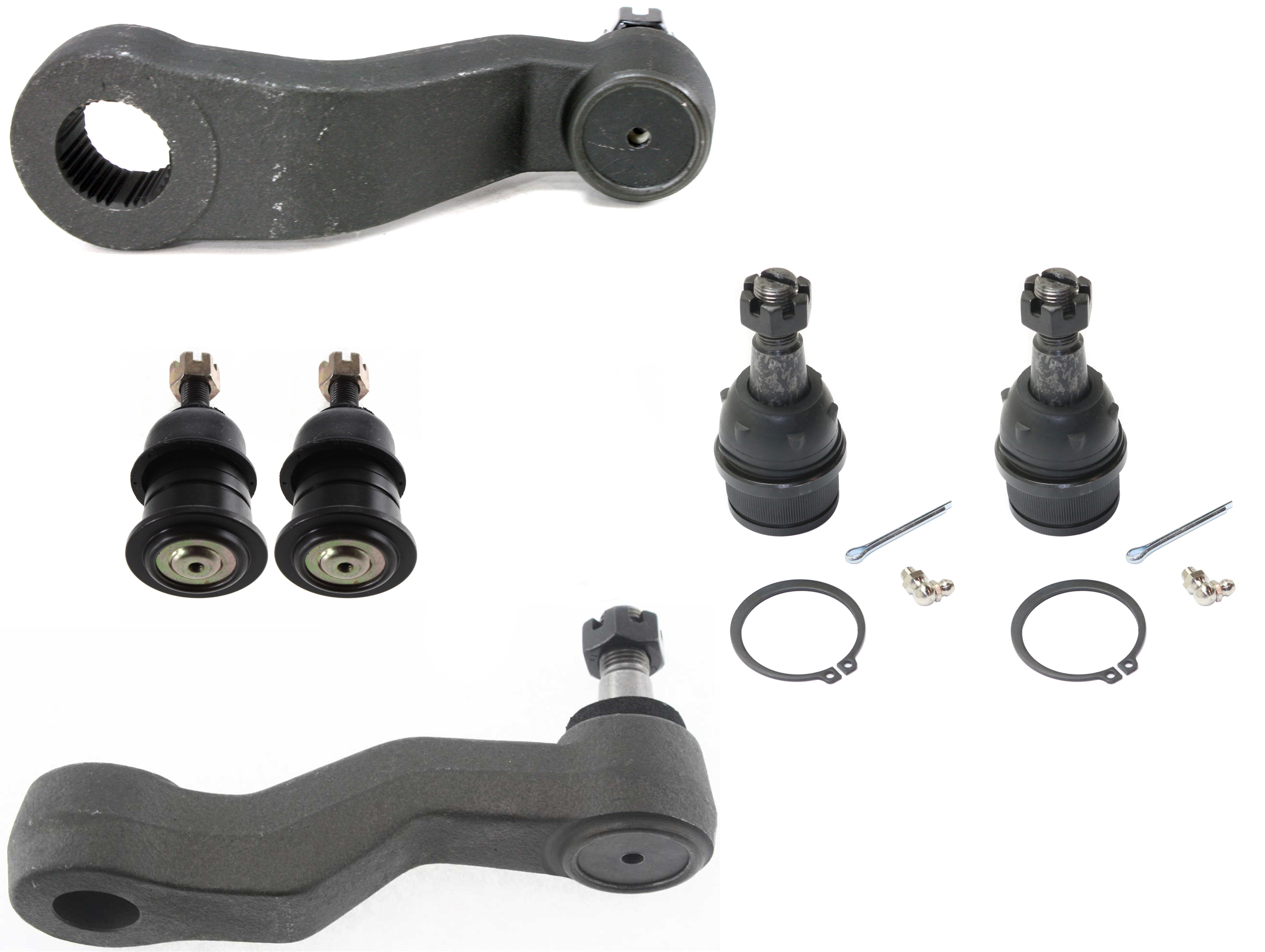 AM SILVERADO SIERRA 1500-99-07 FRONT SUSPENSION KIT 6 pc kit with Ball Joints Idler Arm and Pitman Arm SKU KIT 040214-02 OEM 104265-2601525-5001103-1247548